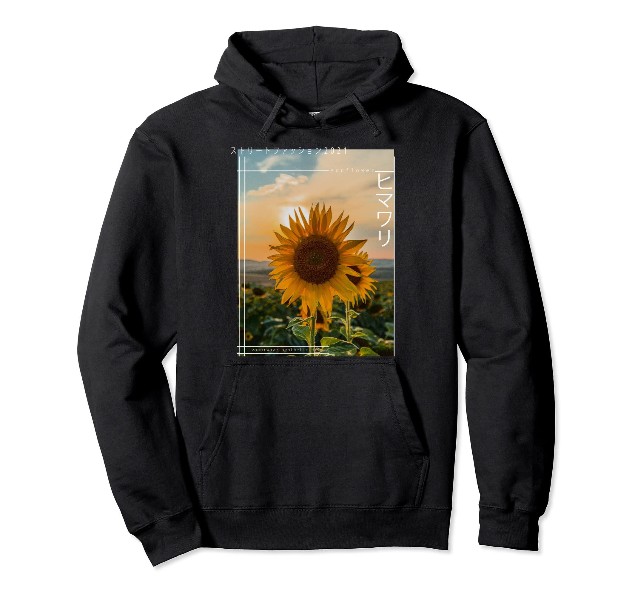 Japanese Floral Sunflower Streetwear Hoodie - Fun Novelty Design Unisex - T-Shirt, Sweatshirt, Hoodie