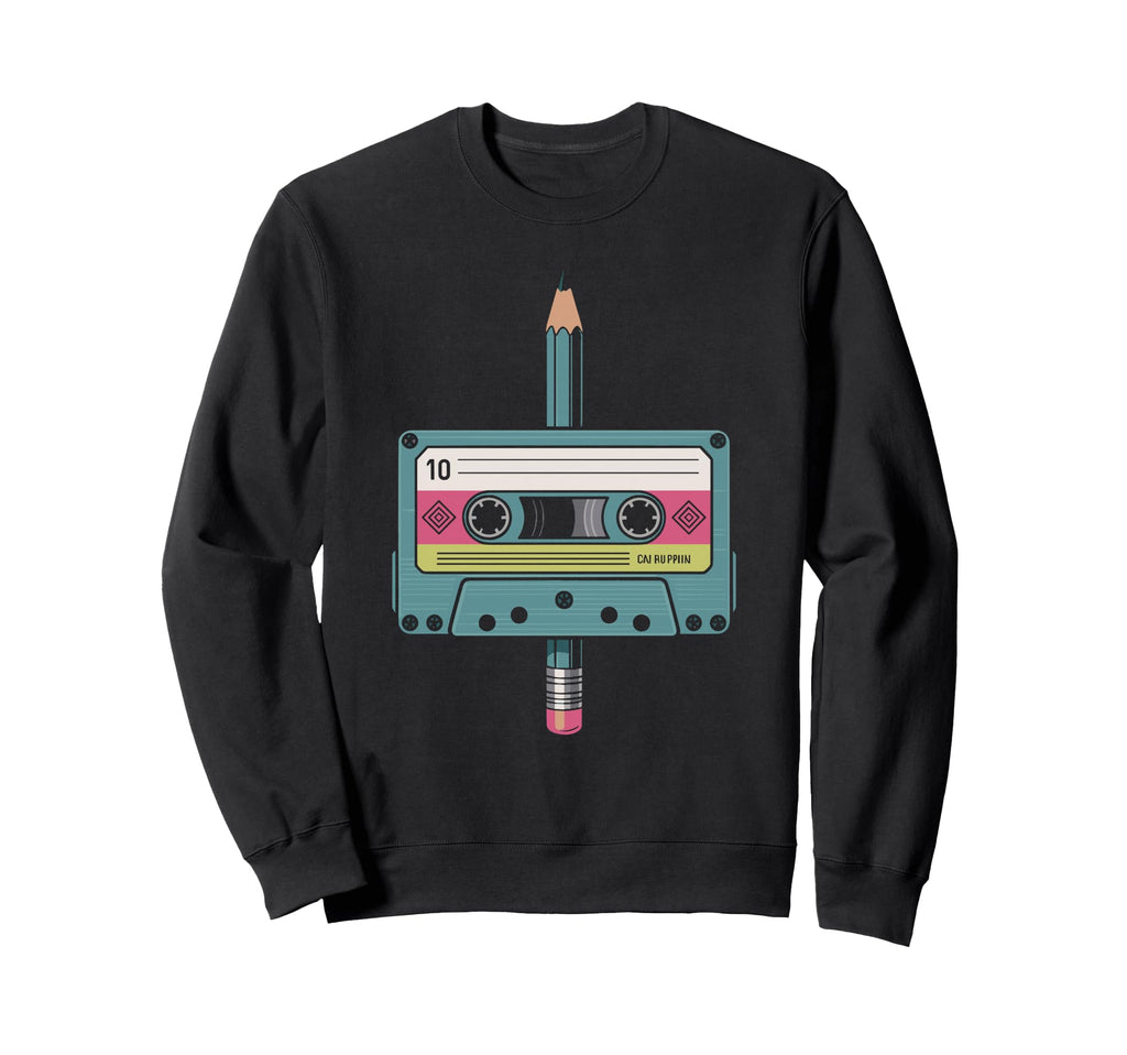 Cassette Pencil Rewind Heart Tape Sweatshirt - Minimalist Print Unisex - T-Shirt, Sweatshirt, Hoodie