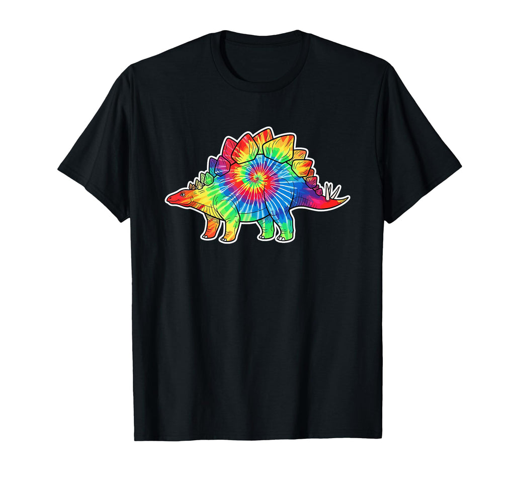 Tie Dye Stegosaurus Dinosaur Rainbow T-Shirt - Minimalist Print Men Women - T-Shirt, Sweatshirt, Hoodie