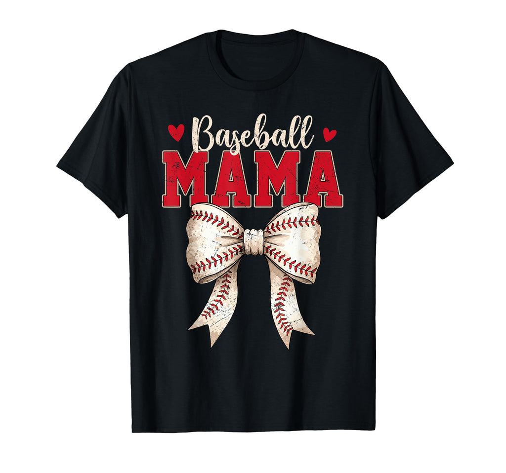 Baseball Mama Coquette Bow Game Day T-Shirt - Minimalist Print for Adults - T-Shirt, Sweatshirt, Hoodie