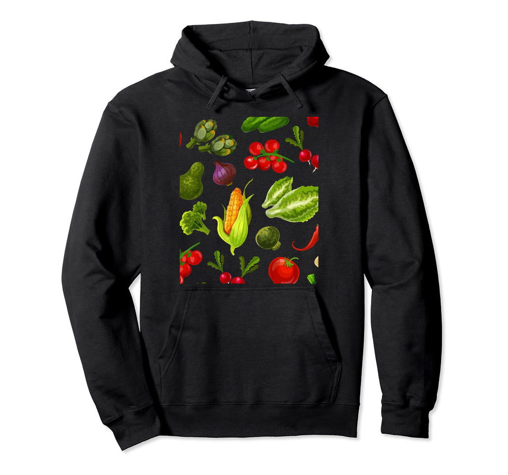 Watercolour Vegetable Farm Market Collage Hoodie - Novelty Apparel Unisex - T-Shirt, Sweatshirt, Hoodie