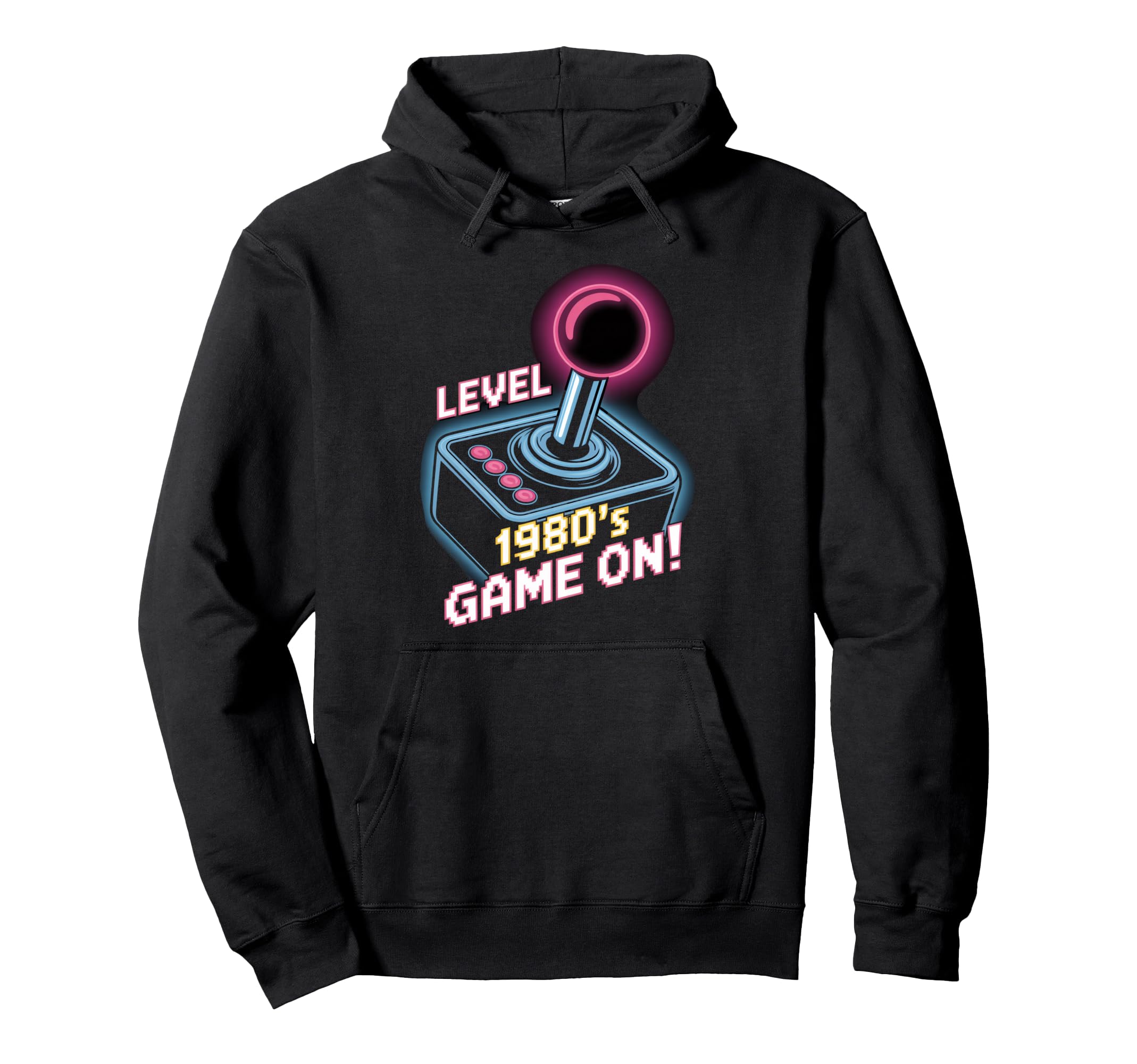 Level 1980S Game Arcade Joystick Hoodie - Casual Everyday Wear for Adults - T-Shirt, Sweatshirt, Hoodie
