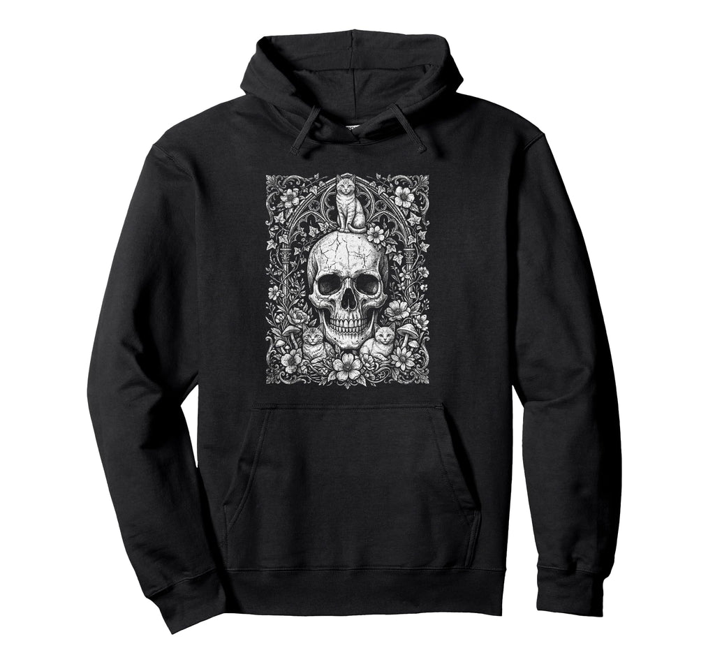 Skull Cat Skeleton Kitty Kitten Gothic Hoodie - Unique Graphic Men Women - T-Shirt, Sweatshirt, Hoodie
