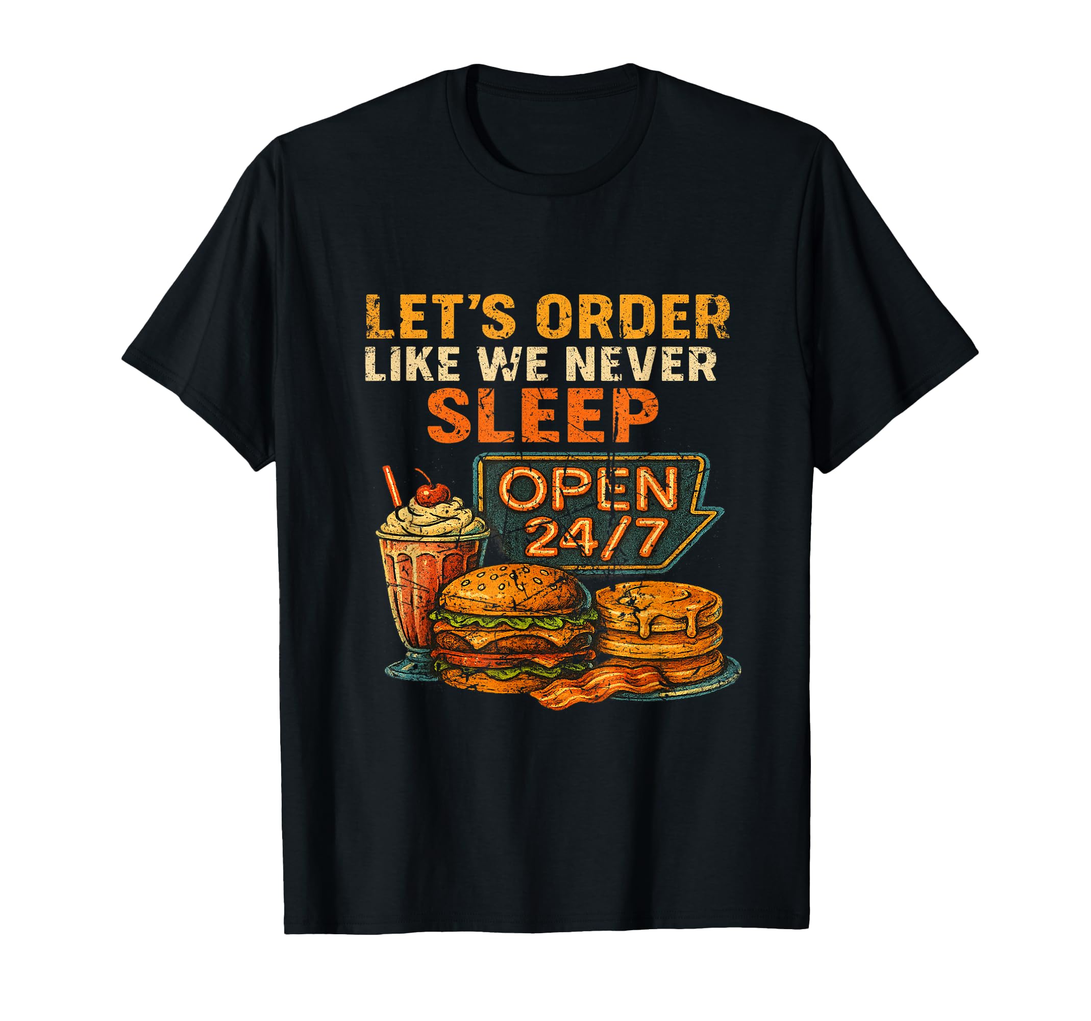Diner Art Late Night Food Vibes Pancakes T-Shirt - Unique Graphic Unisex - T-Shirt, Sweatshirt, Hoodie