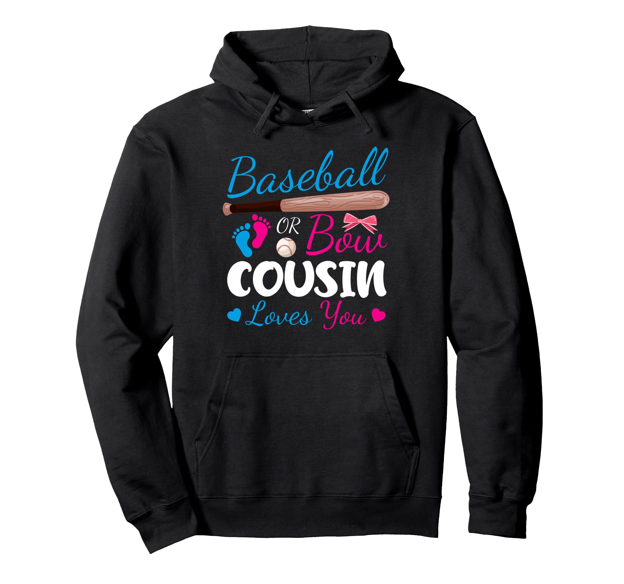 Baseball Or Bow Cousin Crew Loves You Hoodie - Minimalist Print for Adults - T-Shirt, Sweatshirt, Hoodie