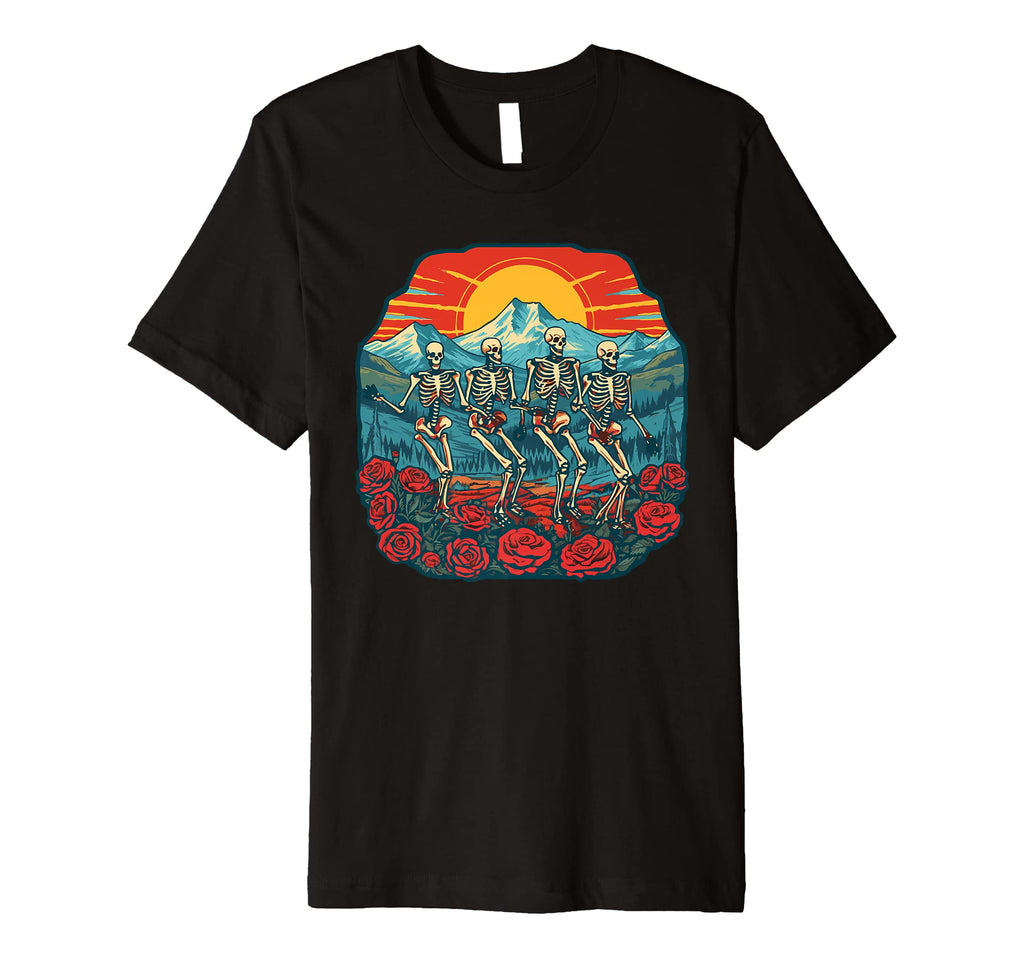 Hippie Skeleton Rock Band 60S Album T-Shirt - Unique Graphic Unisex - T-Shirt, Sweatshirt, Hoodie