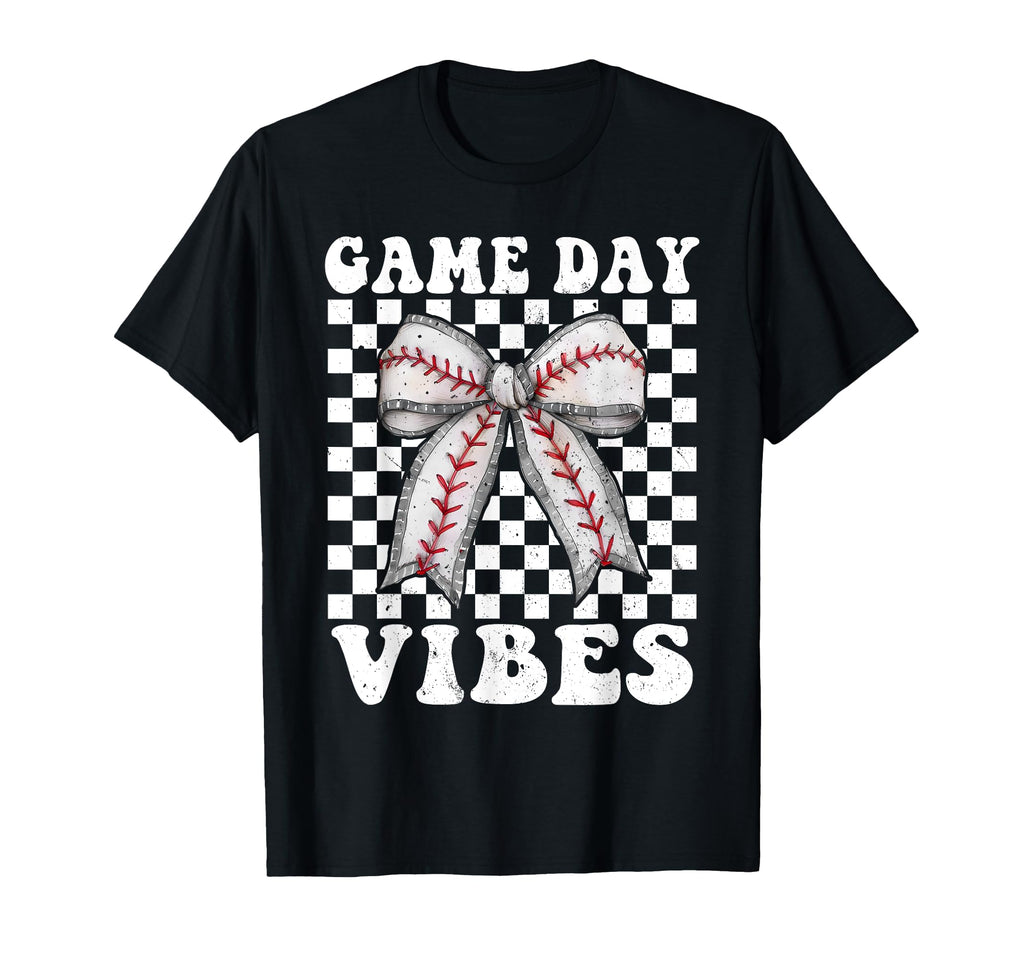 Game Day Vibes Coquette Bow Baseball T-Shirt - Custom Art Print Unisex - T-Shirt, Sweatshirt, Hoodie