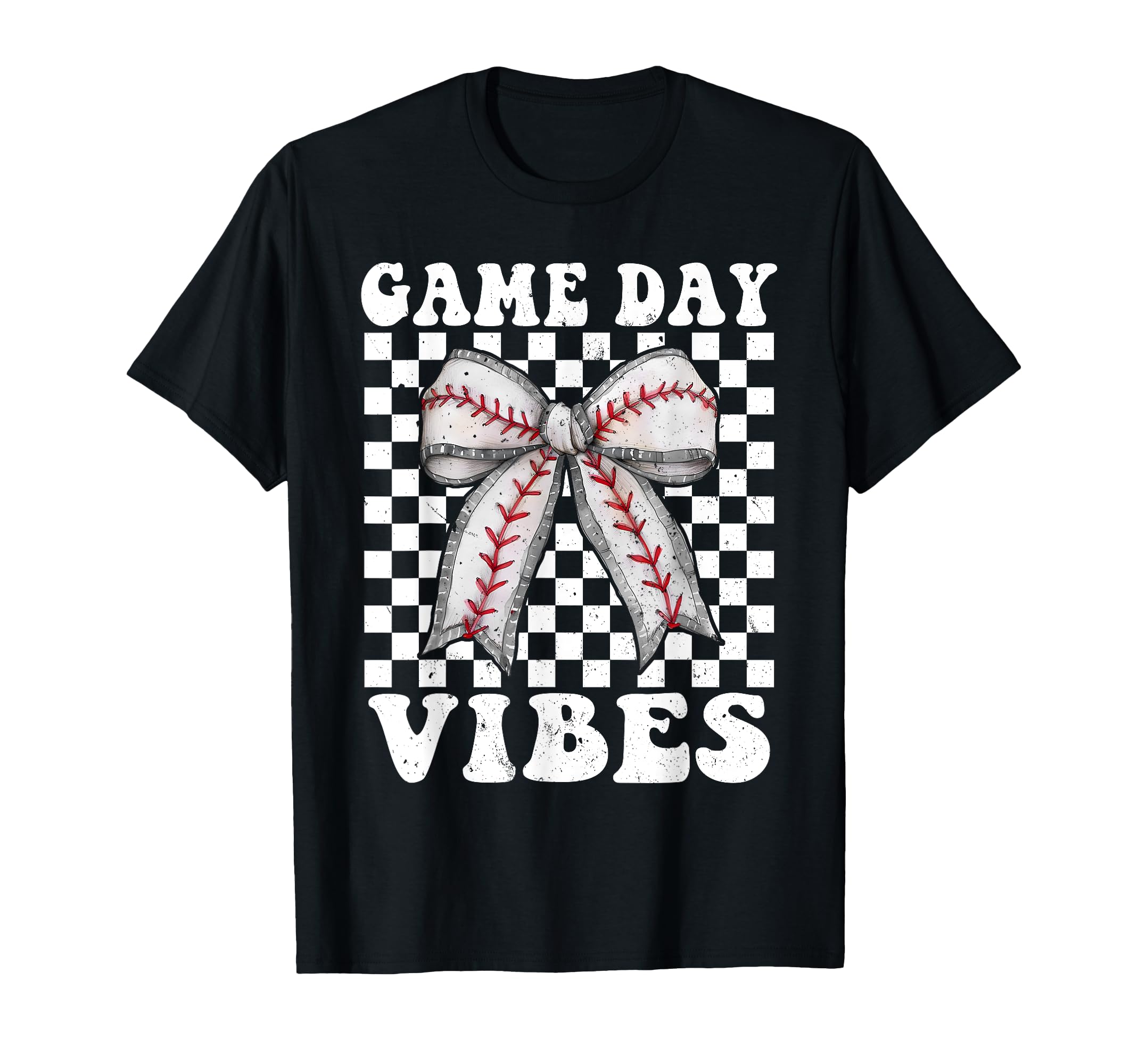 Game Day Vibes Coquette Bow Baseball T-Shirt - Custom Art Print Unisex - T-Shirt, Sweatshirt, Hoodie