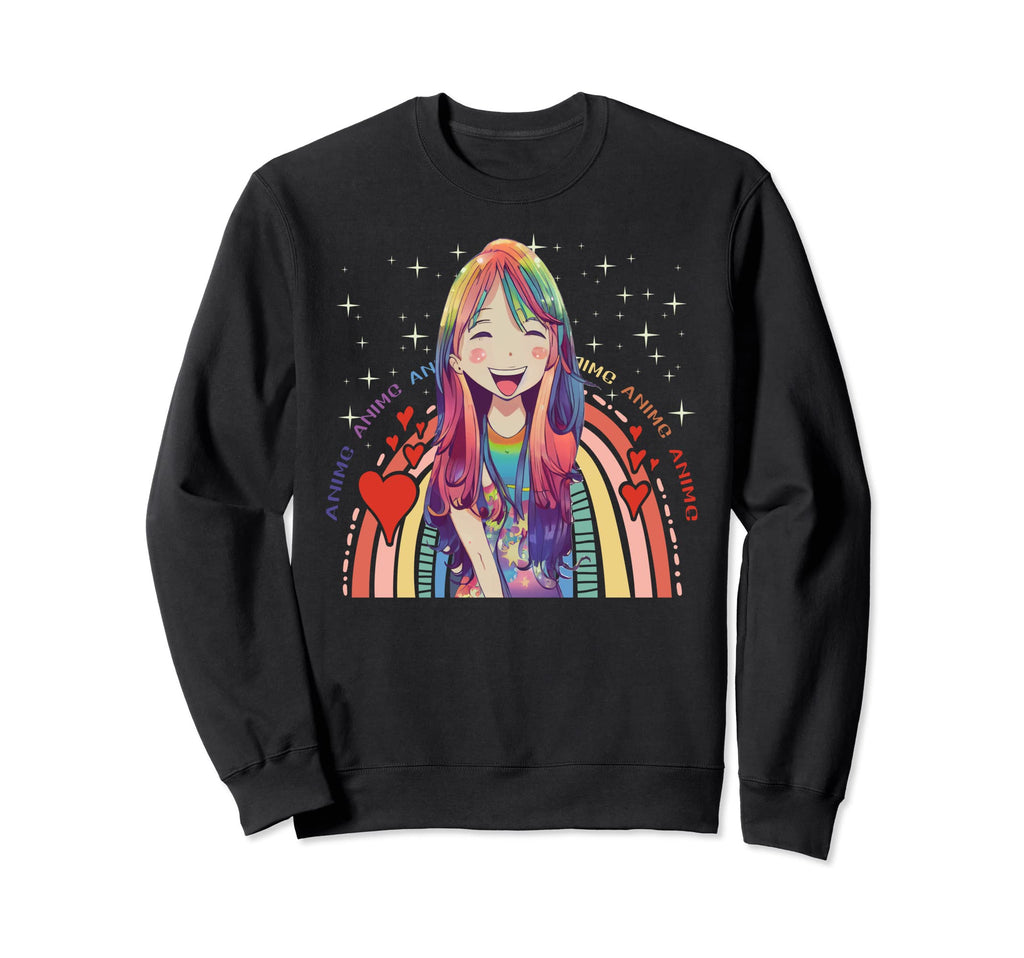 Kawaii Rainbow Anime Manga Sweatshirt - Graphic Print for Adults - T-Shirt, Sweatshirt, Hoodie
