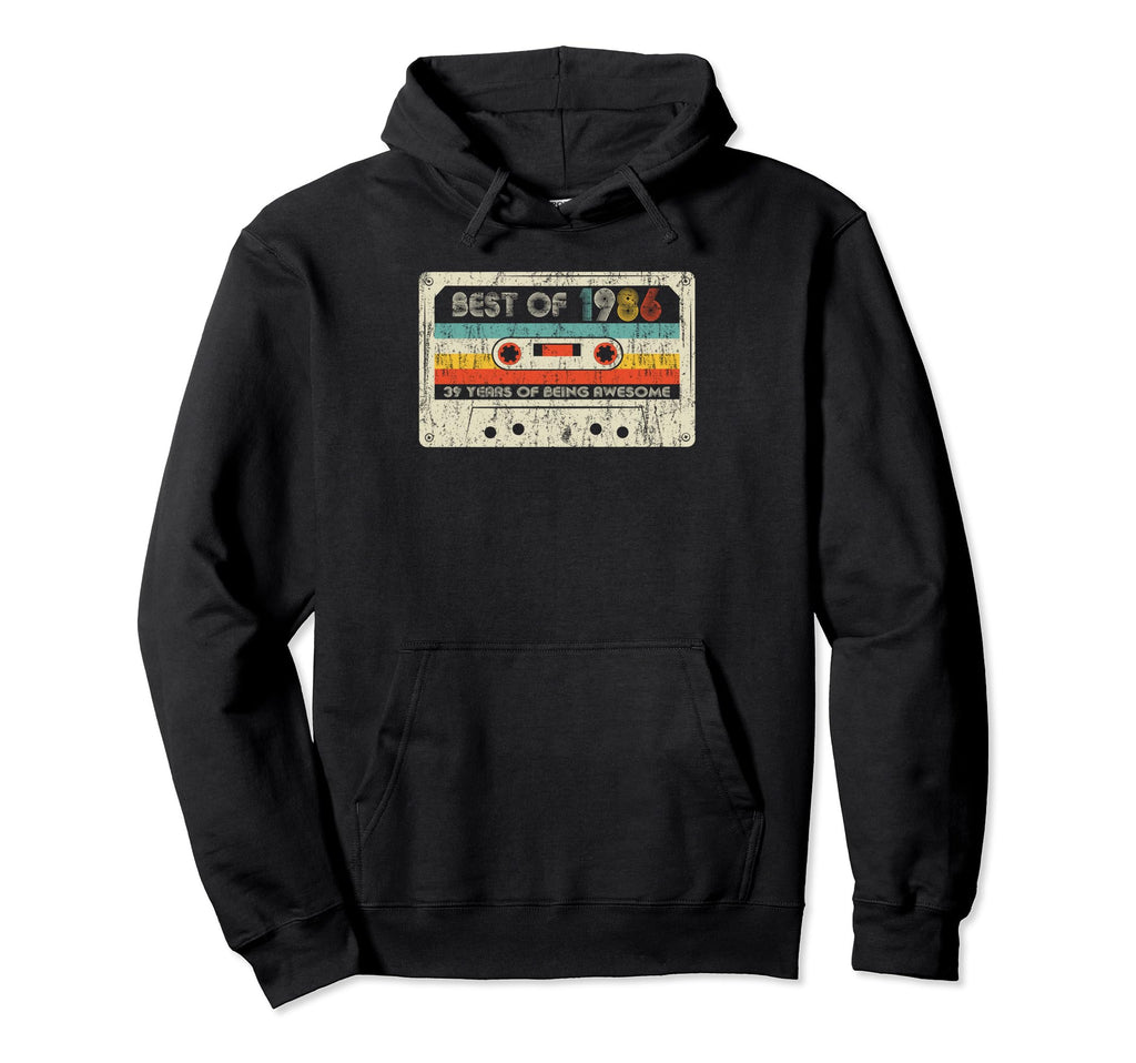 Best 1986 Birthday 1986 Cassette Tape Hoodie - Minimalist Print for Adults - T-Shirt, Sweatshirt, Hoodie