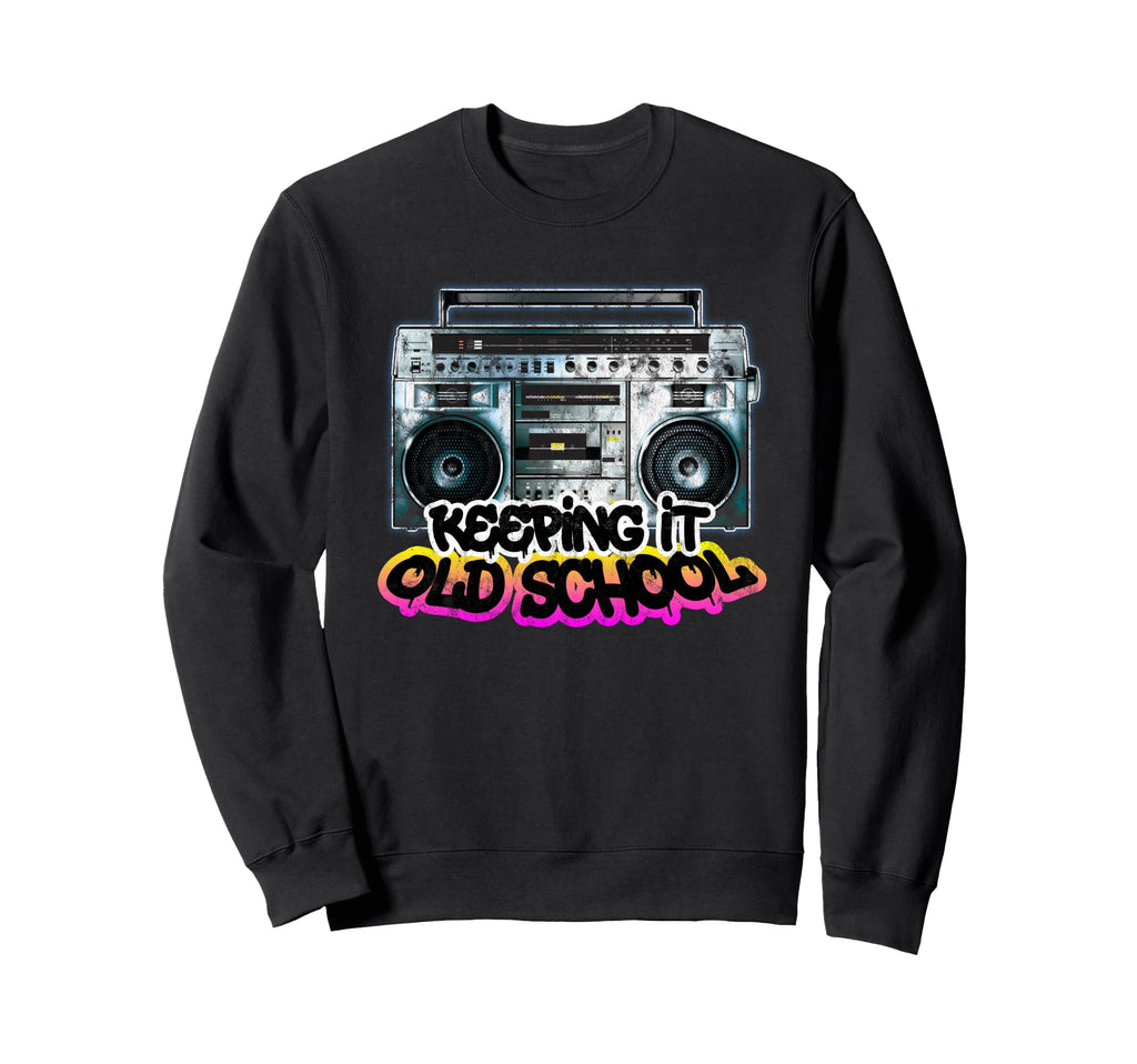 Keeping It Old School Boombox 80S Sweatshirt - Minimalist Print Men Women - T-Shirt, Sweatshirt, Hoodie