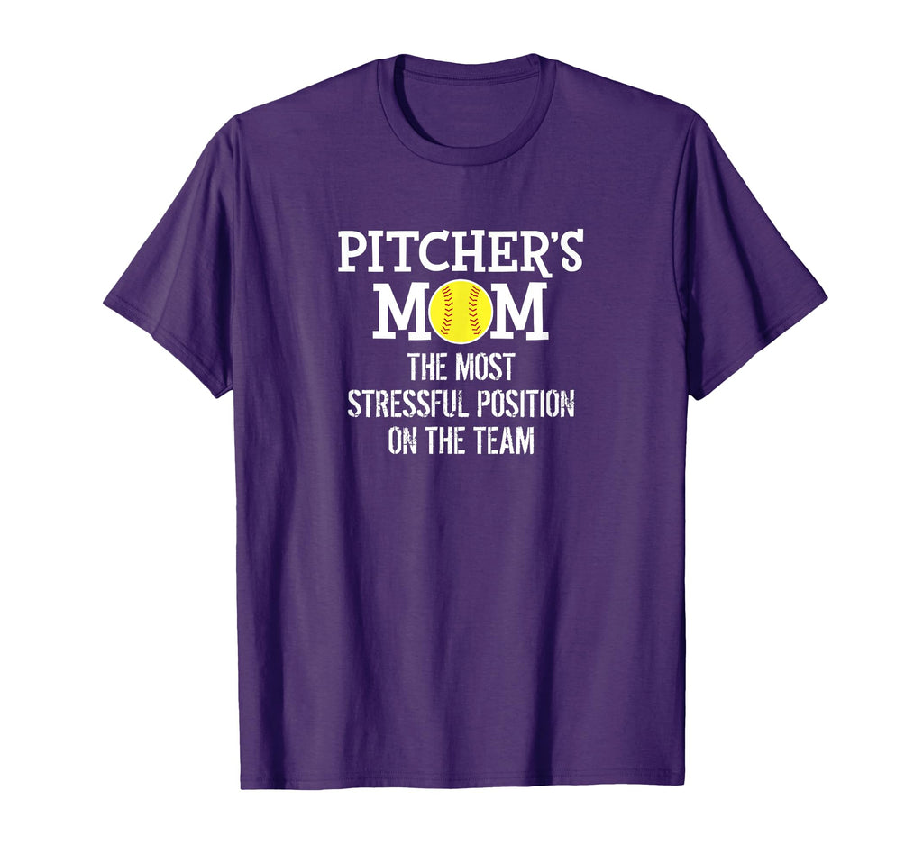 Pitchers Mom Most Stressful Position Team T-Shirt - Novelty Apparel Unisex - T-Shirt, Sweatshirt, Hoodie