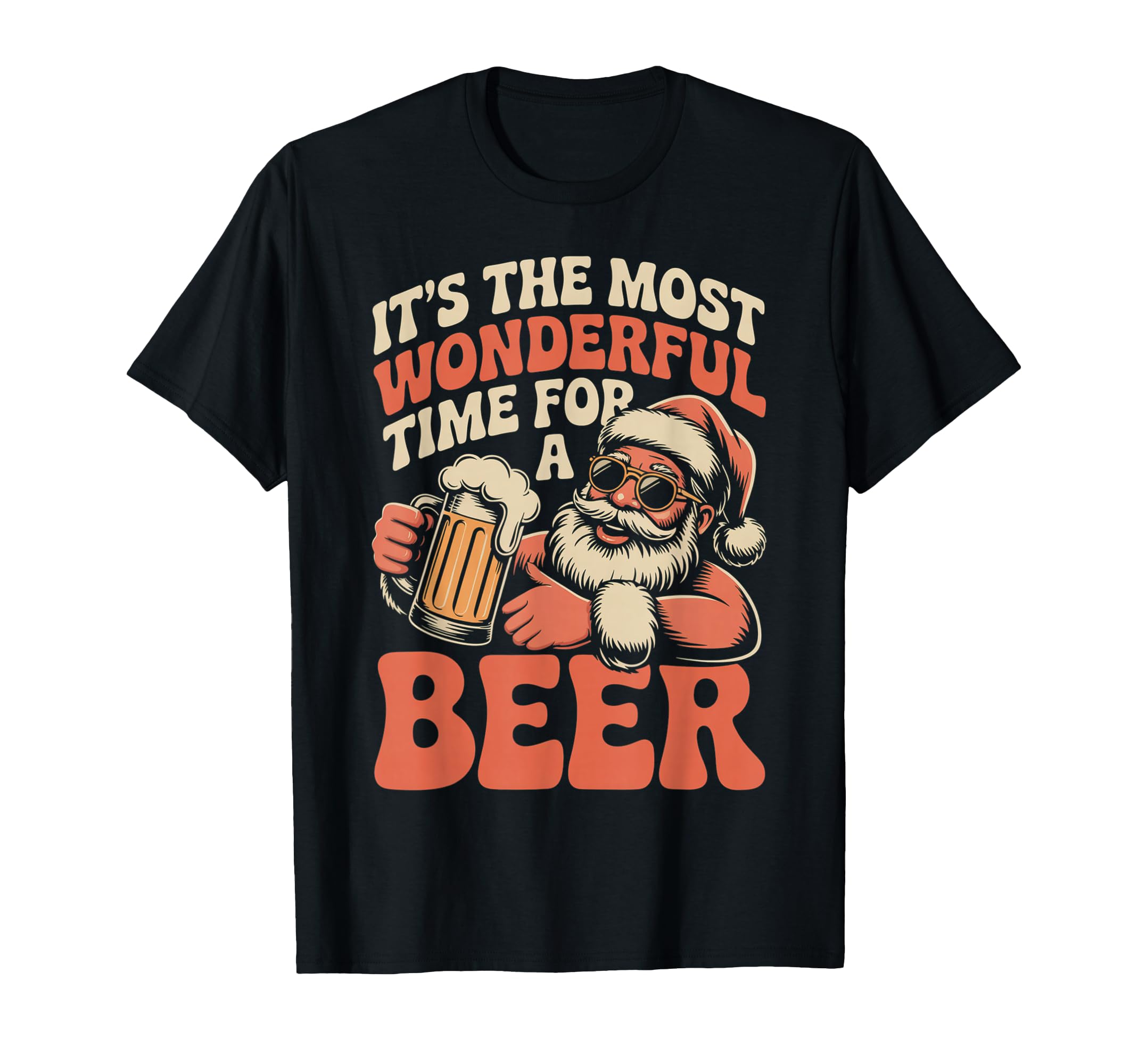 Funny Santa Beer Drinking 70S T-Shirt - Novelty Apparel Unisex - T-Shirt, Sweatshirt, Hoodie