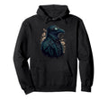 Steampunk Raven Biker Fantasy Gothic Floral Hoodie - Trendy Graphic Unisex - T-Shirt, Sweatshirt, Hoodie