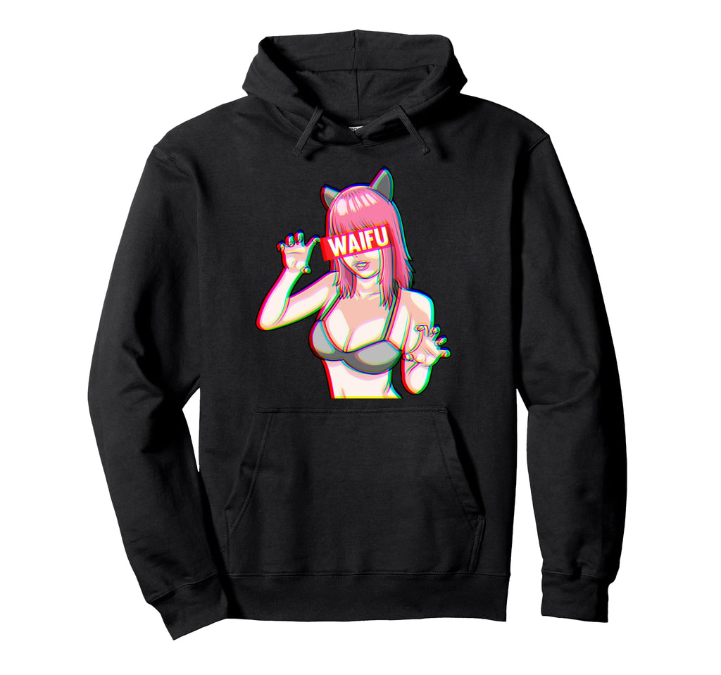 Glitch Waifu Aesthetic Anime Hoodie - Fun Novelty Design for Adults - T-Shirt, Sweatshirt, Hoodie