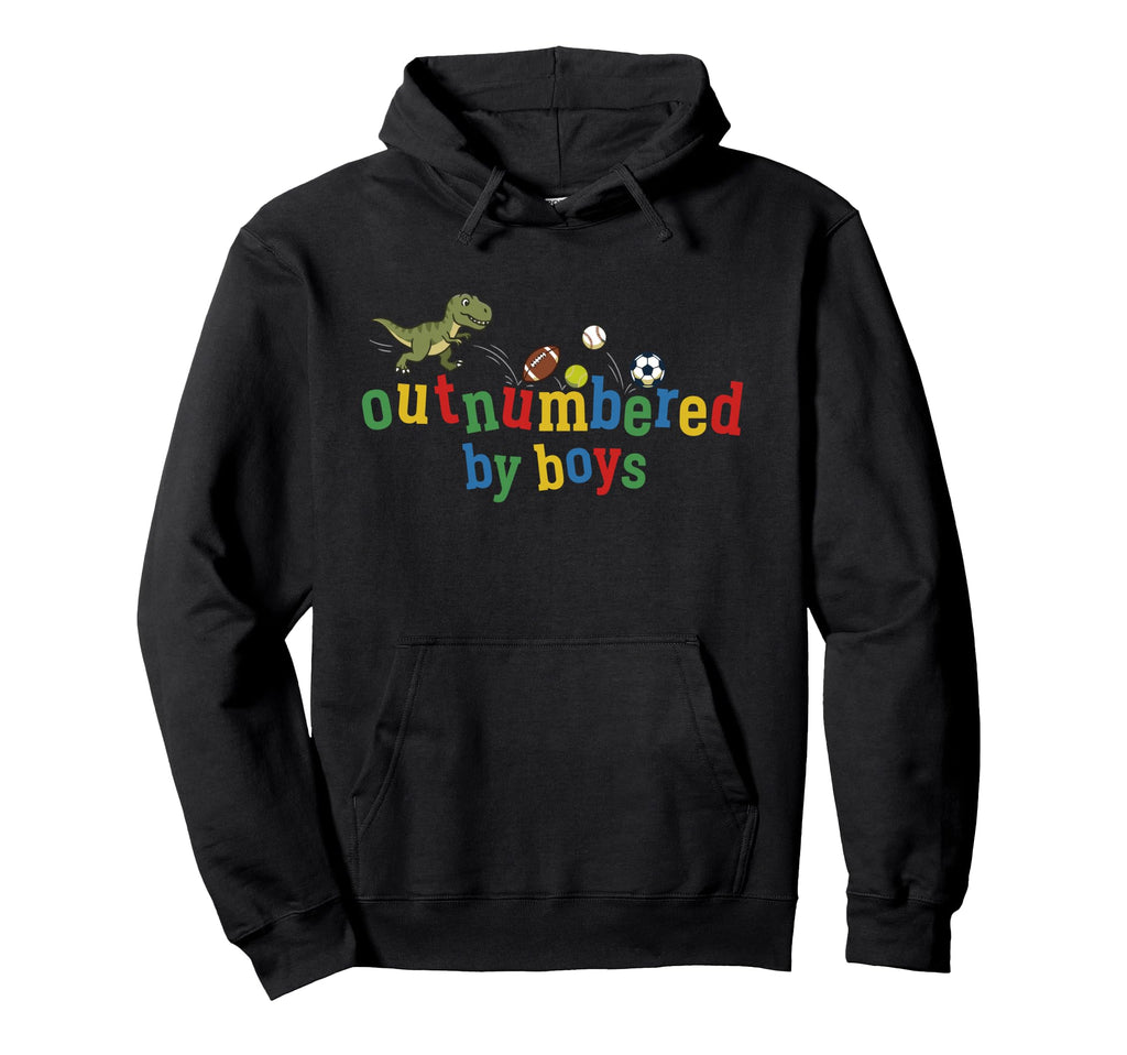 Outnumbered Mom Football Baseball Hoodie - Minimalist Print for Adults - T-Shirt, Sweatshirt, Hoodie