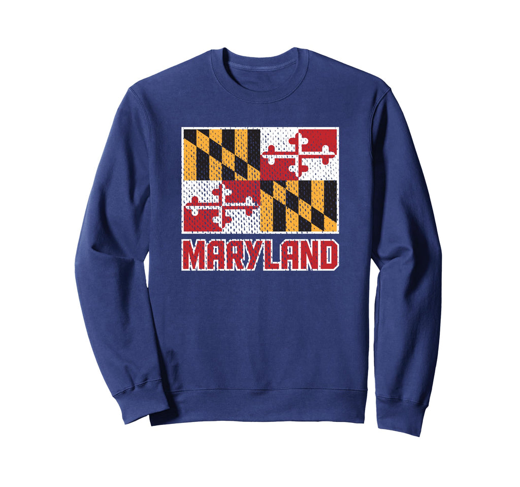 Maryland Flag Distressed Usa State Flag Sweatshirt - Novelty Apparel Unisex - T-Shirt, Sweatshirt, Hoodie