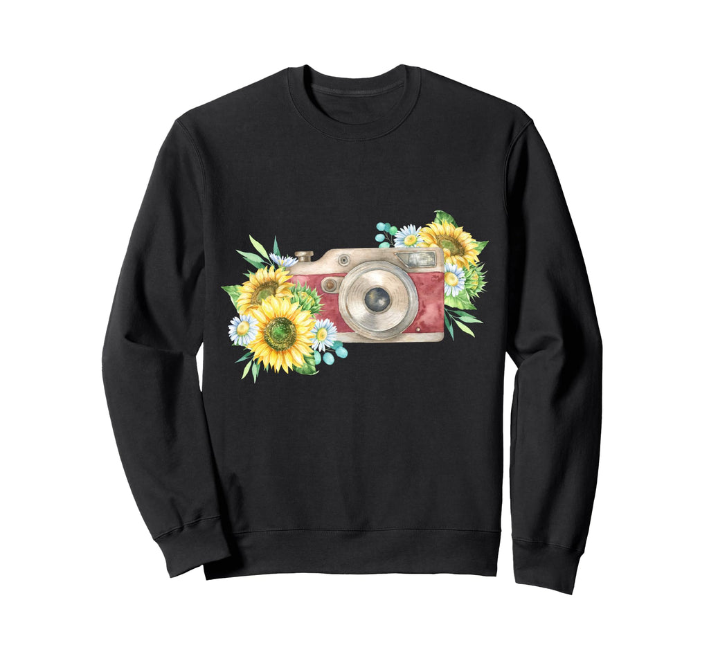 Floral Camera Daisy Gift T-Shirt - Minimalist Print Unisex - T-Shirt, Sweatshirt, Hoodie