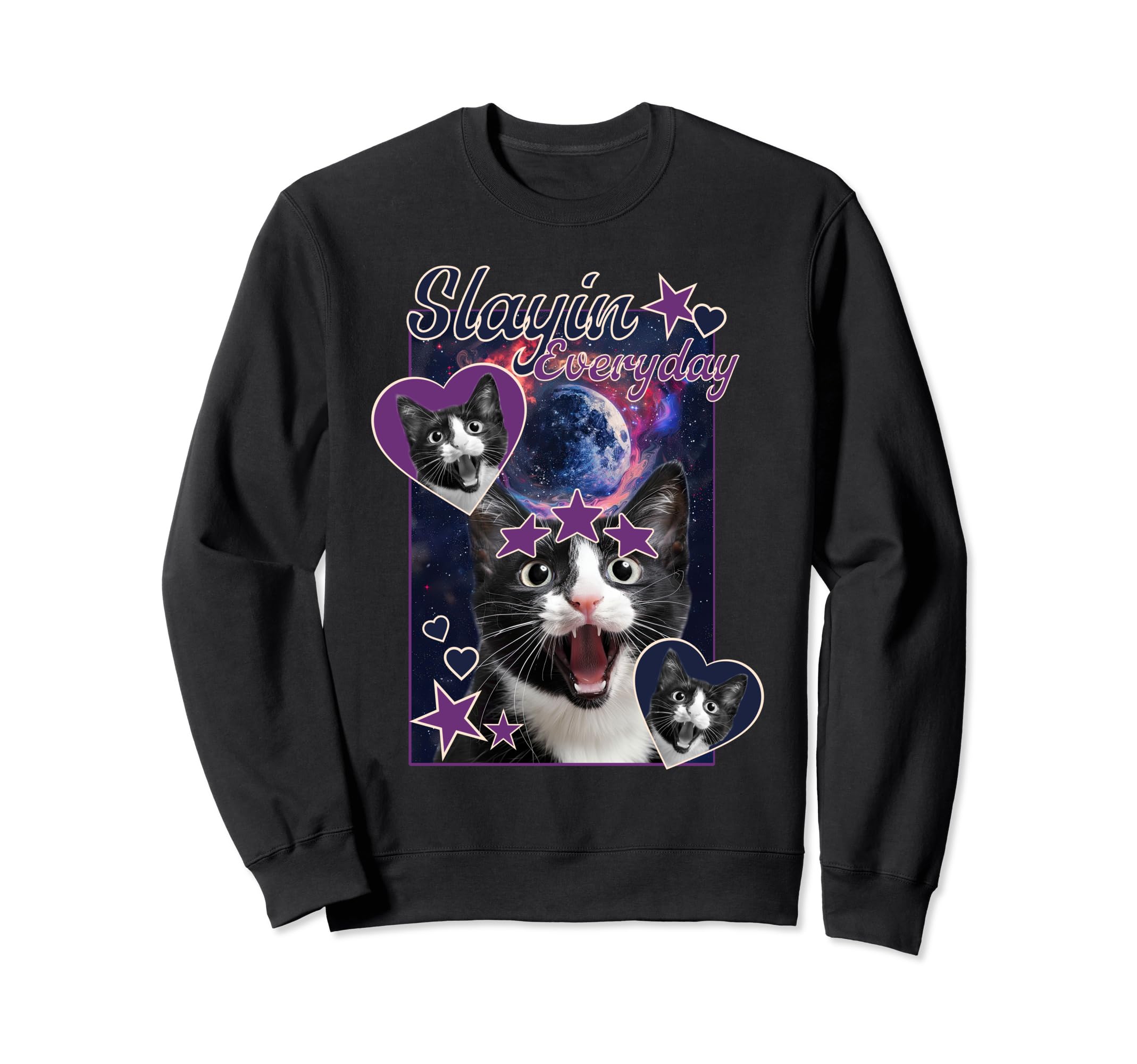 Slaying Everyday Shorthair Cat Sweatshirt - Custom Art Print for Adults - T-Shirt, Sweatshirt, Hoodie