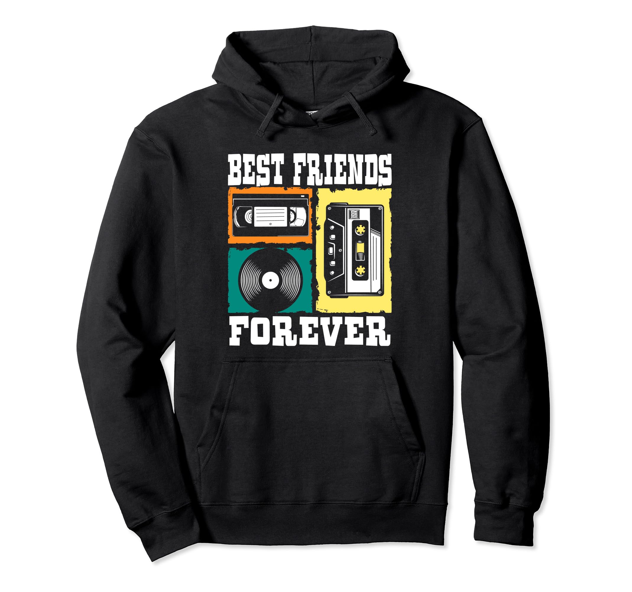 Best Friends Vhs Cassette Vinyl Record Hoodie - Fun Novelty Design Unisex - T-Shirt, Sweatshirt, Hoodie