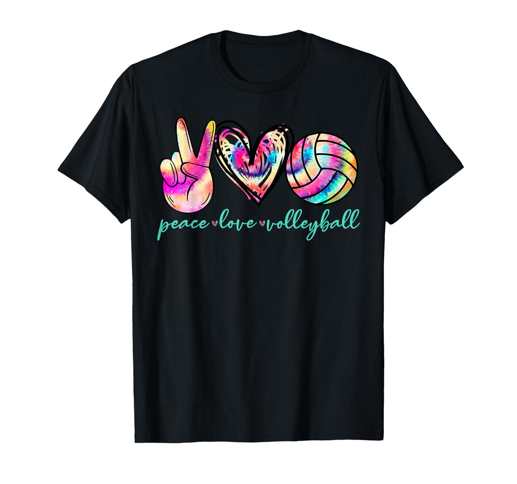 Peace Love Volleyball Player Tie Dye Teen T-Shirt - Custom Art Print Unisex - T-Shirt, Sweatshirt, Hoodie