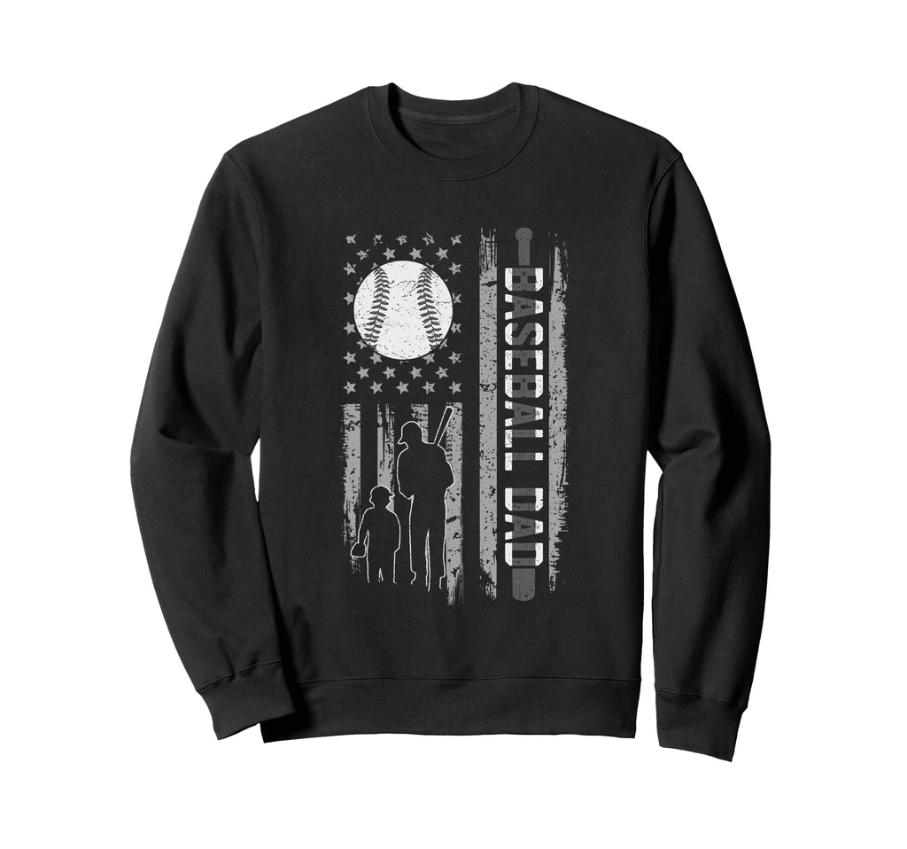 Baseball Dad Silhouette Bat Flag Sweatshirt - Minimalist Print Men Women - T-Shirt, Sweatshirt, Hoodie