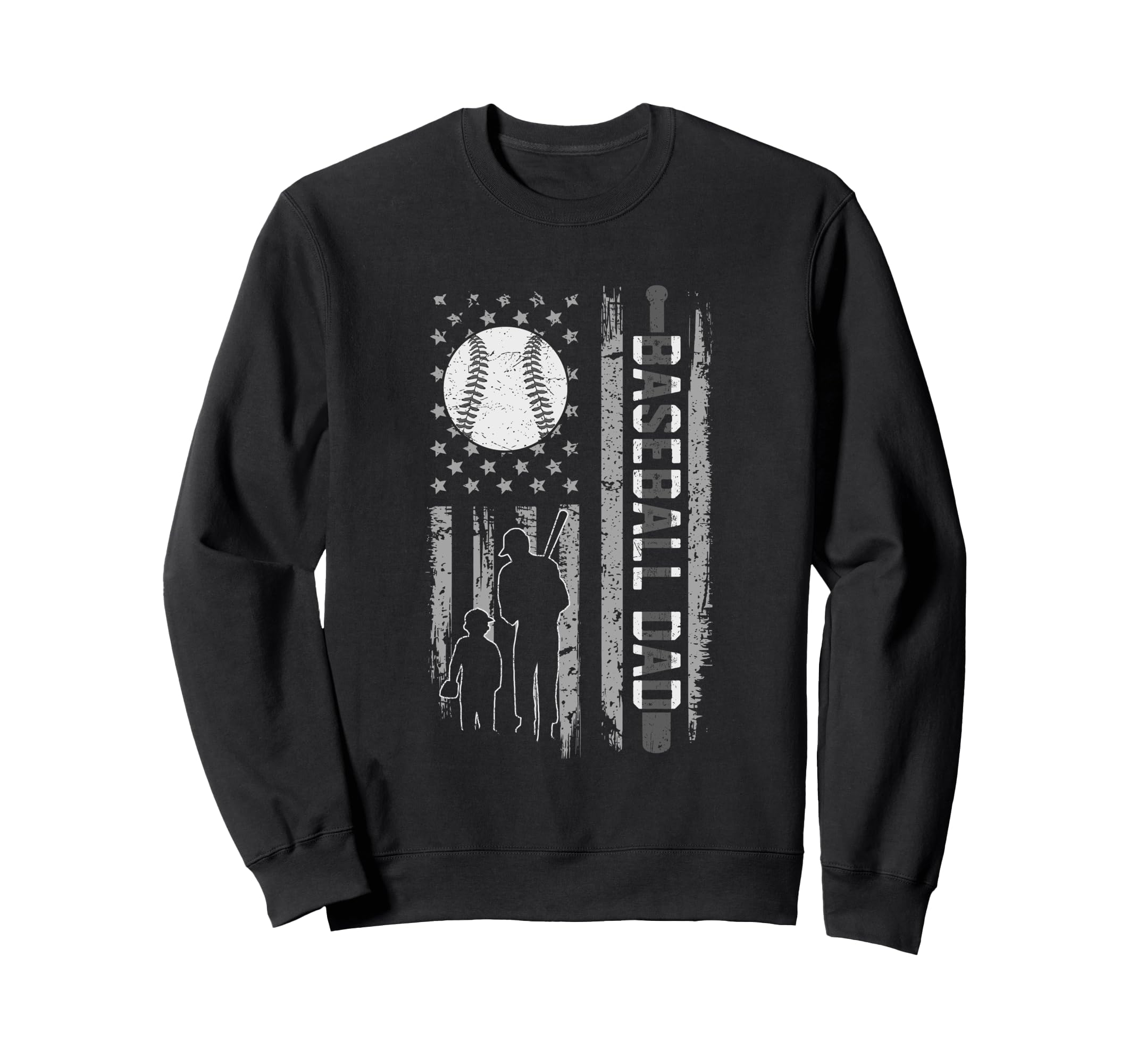 Baseball Dad Silhouette Bat Flag Sweatshirt - Minimalist Print Men Women - T-Shirt, Sweatshirt, Hoodie