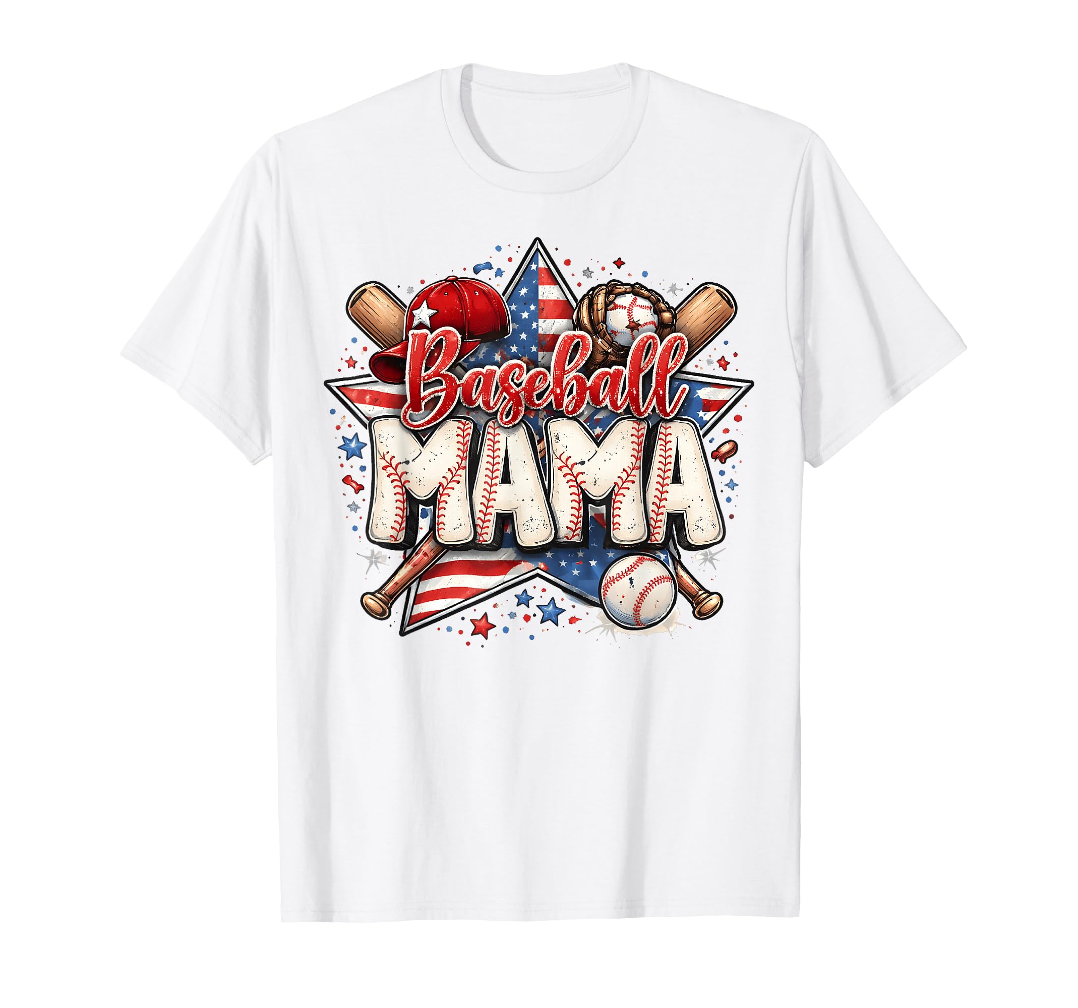 American Flag Baseball Mama Game Day T-Shirt - Novelty Apparel Men Women - T-Shirt, Sweatshirt, Hoodie