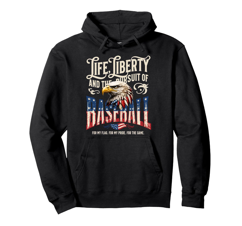 American Baseball Flag Proud Baseball Hoodie - Novelty Apparel Men Women - T-Shirt, Sweatshirt, Hoodie