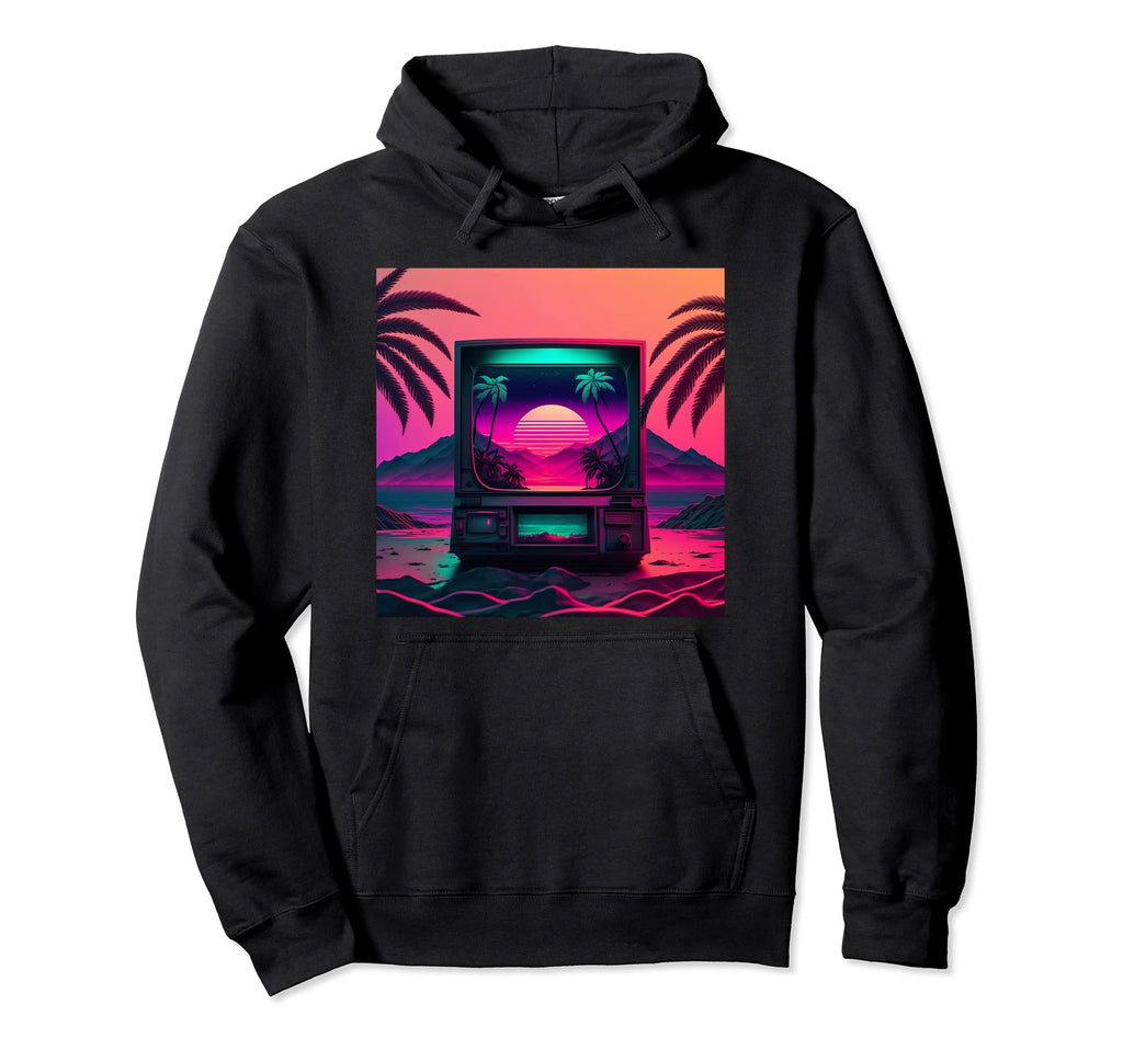 Vaporwave Crt Tv Synthwave Aesthetic 80S Hoodie - Novelty Apparel Men Women - T-Shirt, Sweatshirt, Hoodie