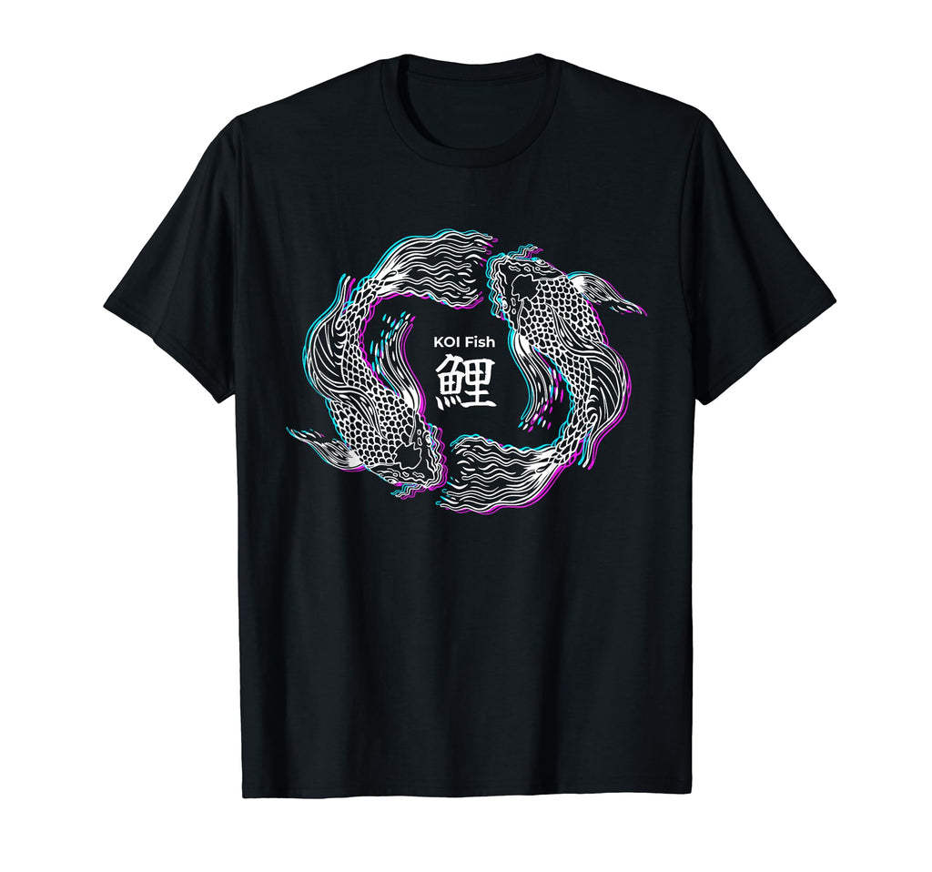 Glitch Effect Japanese Koi Fish T-Shirt - Fun Novelty Design Men Women - T-Shirt, Sweatshirt, Hoodie