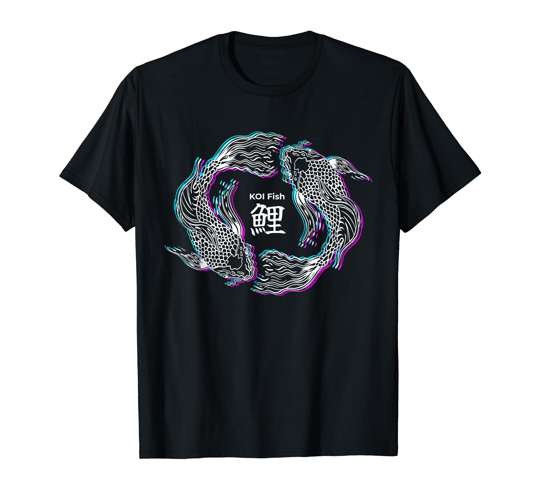 Glitch Effect Japanese Koi Fish T-Shirt - Fun Novelty Design Men Women - T-Shirt, Sweatshirt, Hoodie