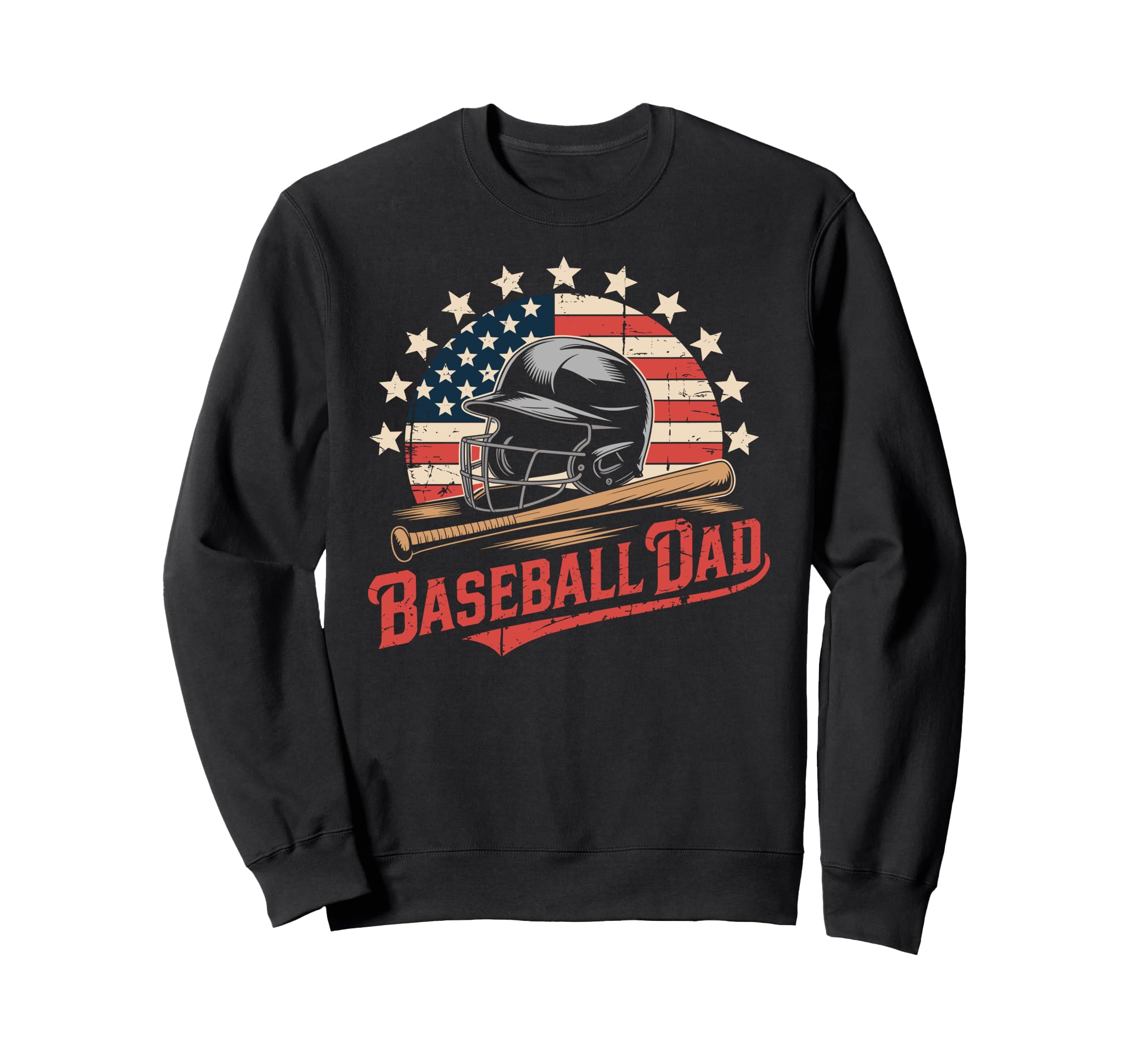 Funny Baseball Dad Usa Flag Sweatshirt - Graphic Print Unisex - T-Shirt, Sweatshirt, Hoodie