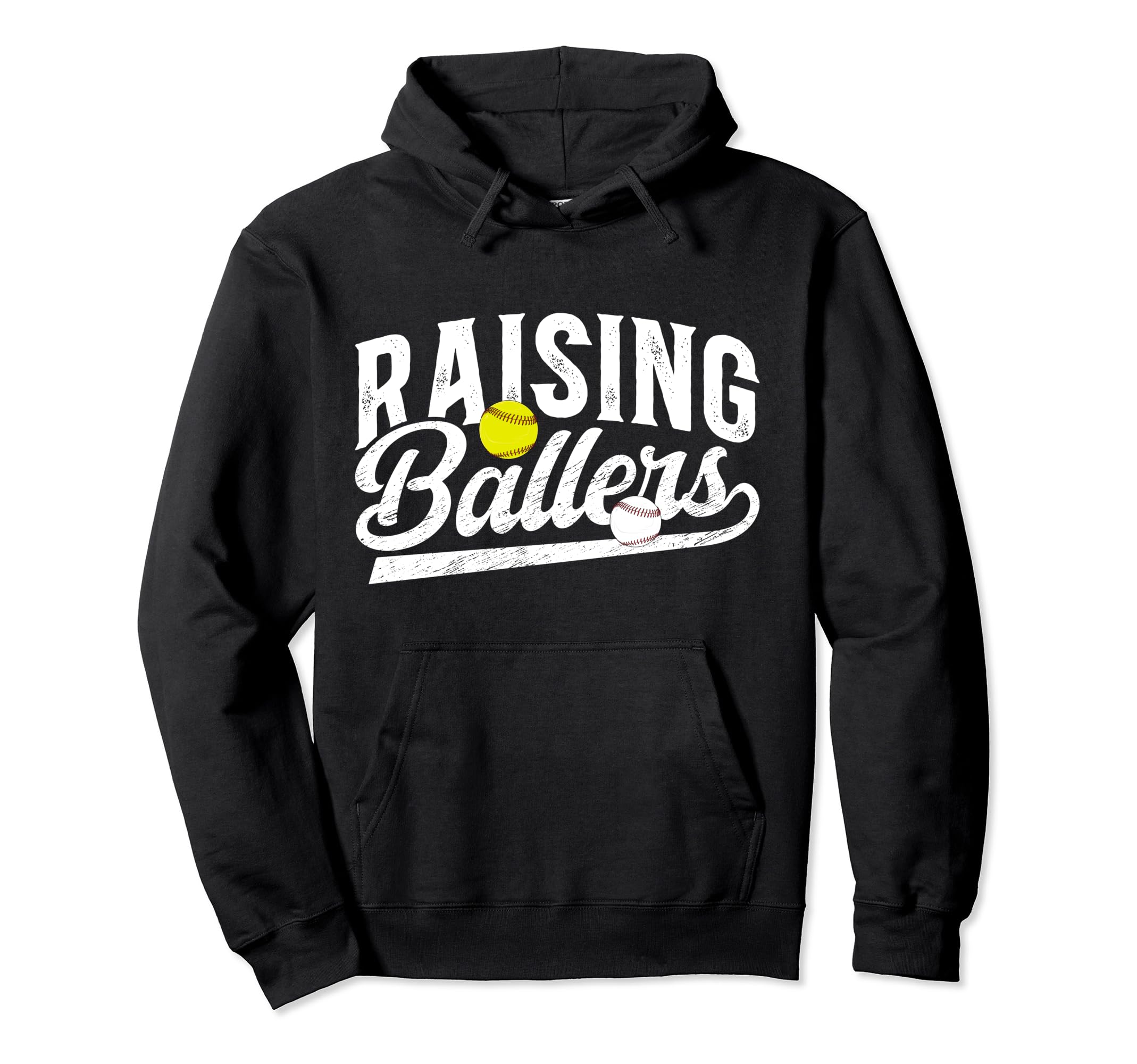Raising Ballers Baseball Softball Dad Hoodie - Minimalist Print for Adults - T-Shirt, Sweatshirt, Hoodie