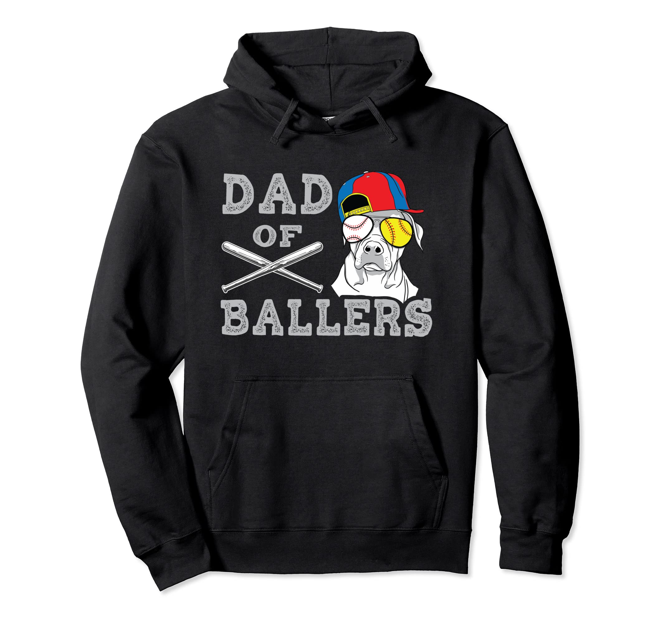Dad Ballers Softball Baseball Father Hoodie - Custom Art Print for Adults - T-Shirt, Sweatshirt, Hoodie