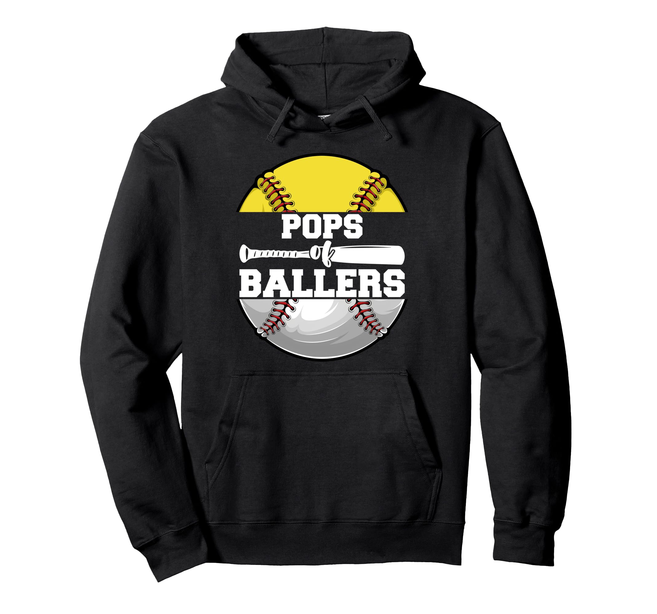 Pops Ballers Funny Softball Baseball Dad Hoodie - Streetwear Style Unisex - T-Shirt, Sweatshirt, Hoodie