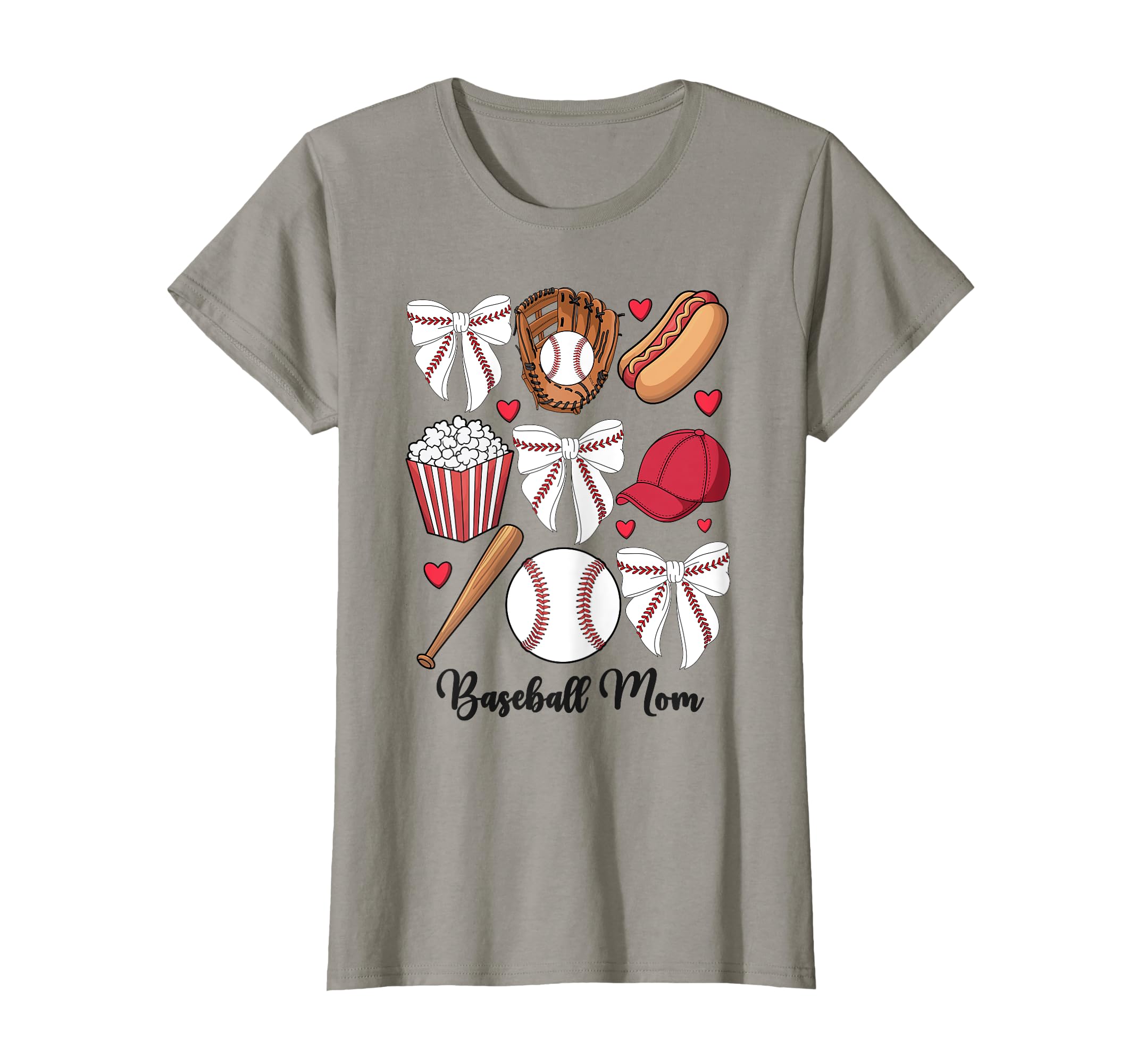 Baseball Coquette Bow Mothers Day Baseball T-Shirt - Graphic Print Unisex - T-Shirt, Sweatshirt, Hoodie