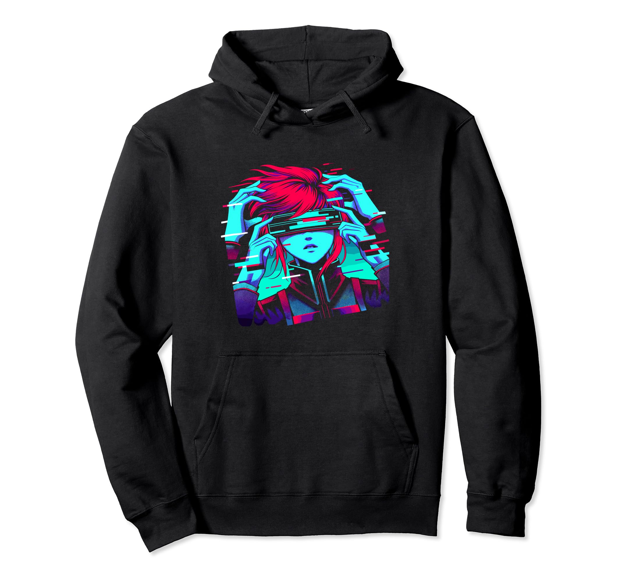 Anime Glitch Japanese Anime Aesthetic Hoodie - Trendy Graphic Men Women - T-Shirt, Sweatshirt, Hoodie