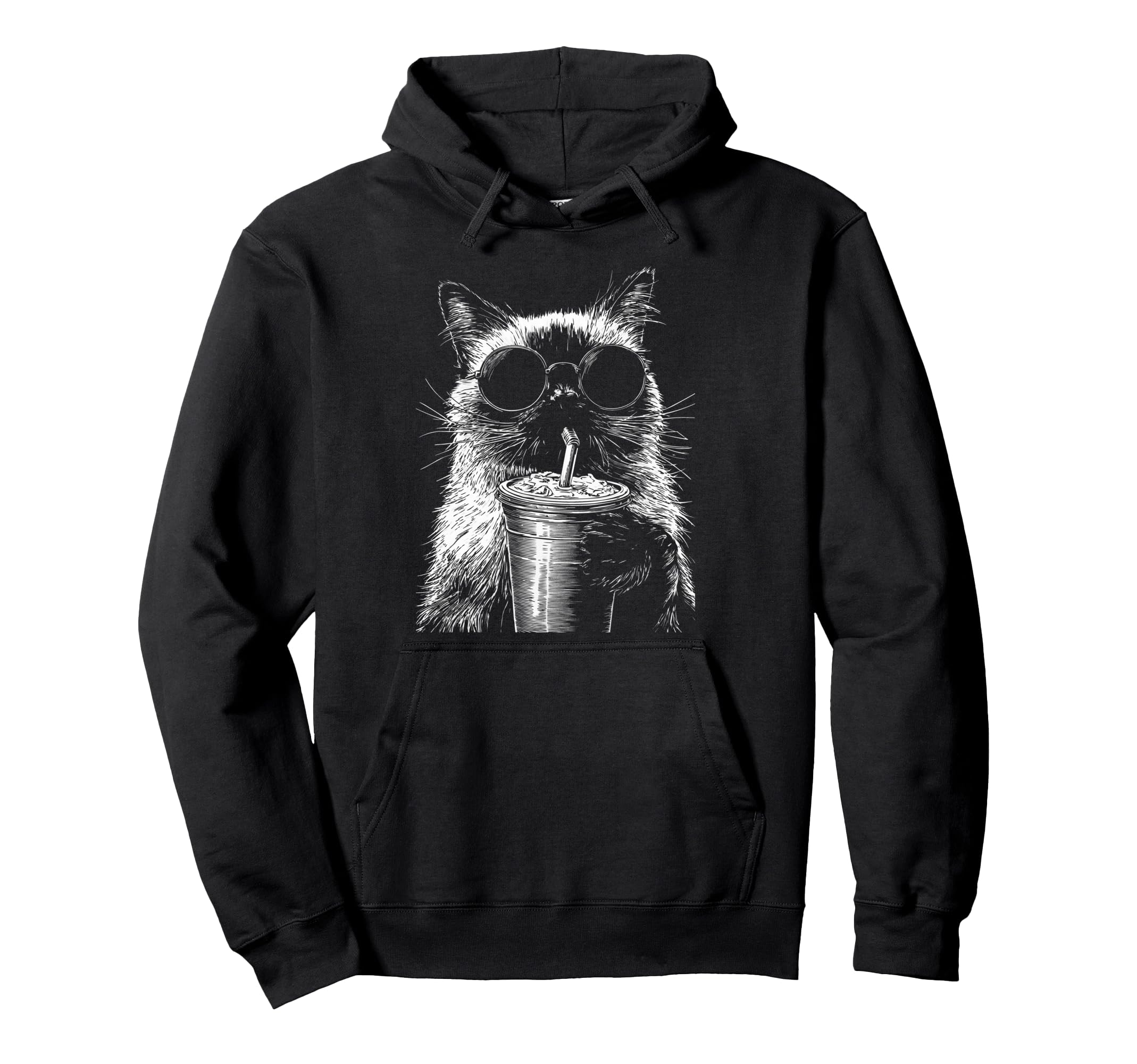 Siamese Cat Drinking Iced Coffee Funny Hoodie - Streetwear Style Men Women - T-Shirt, Sweatshirt, Hoodie