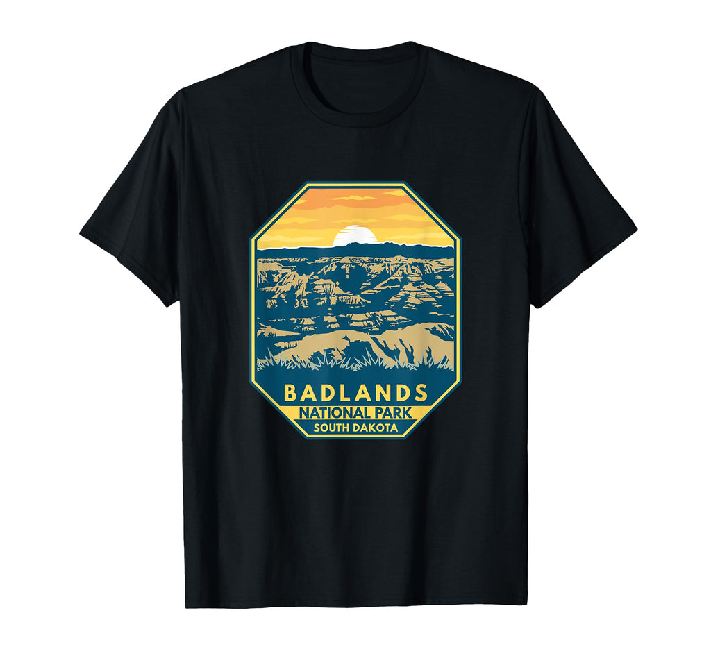 Badlands National Park Sunset Emblem T-Shirt - Graphic Print for Adults - T-Shirt, Sweatshirt, Hoodie