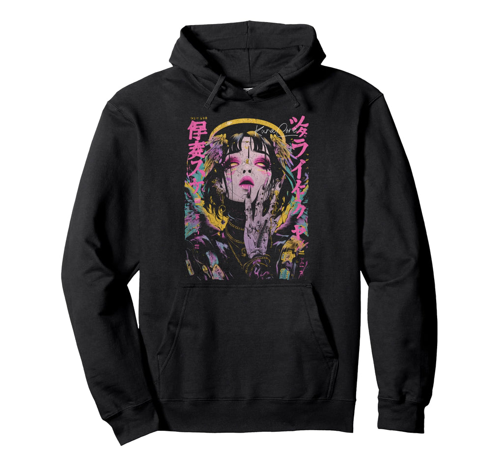 Japanese Streetwear Cyberpunk Angel Y2K Hoodie - Graphic Print for Adults - T-Shirt, Sweatshirt, Hoodie