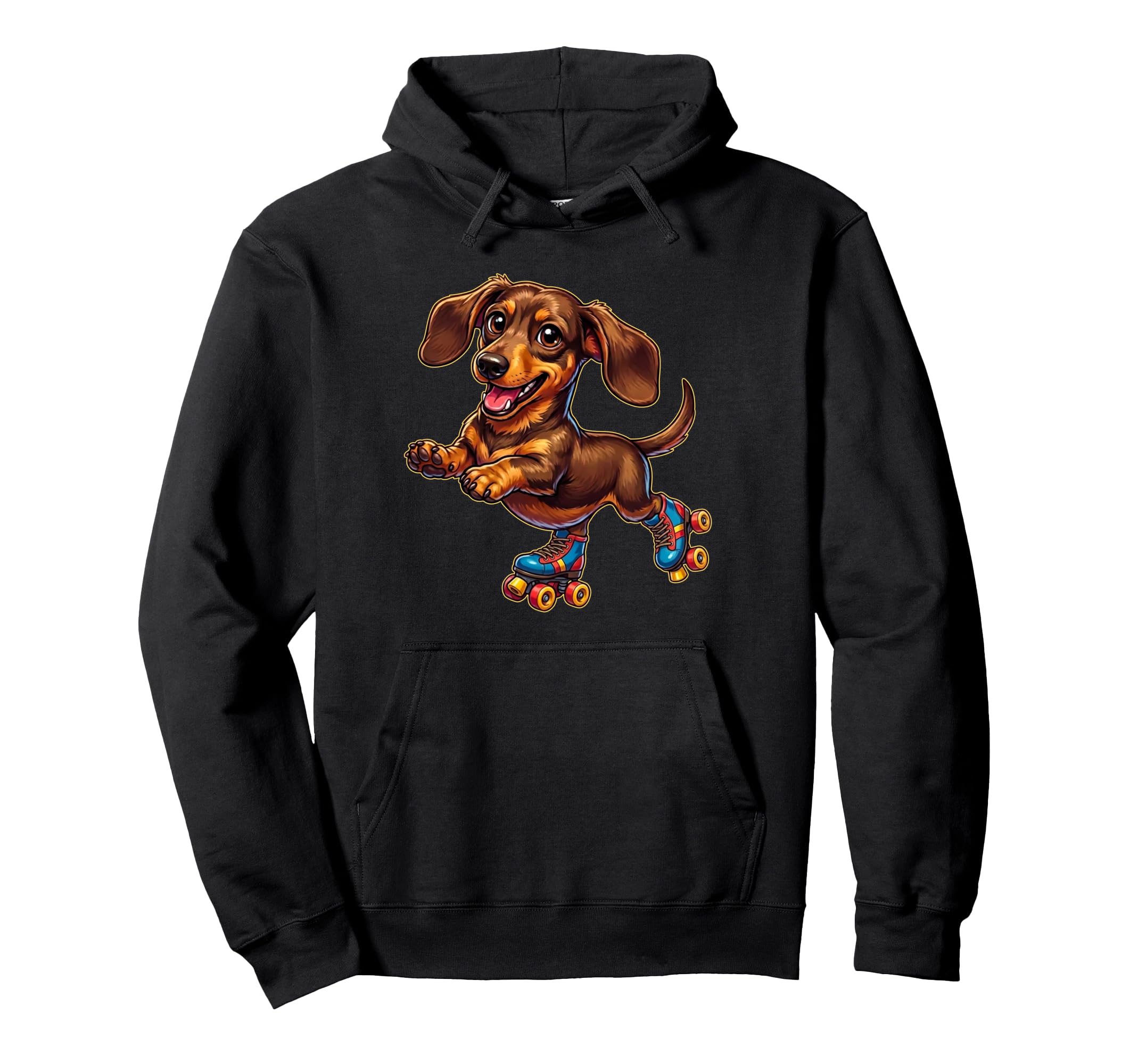Funny Dachshund Roller Skates Wiener Hoodie - Novelty Apparel Men Women - T-Shirt, Sweatshirt, Hoodie