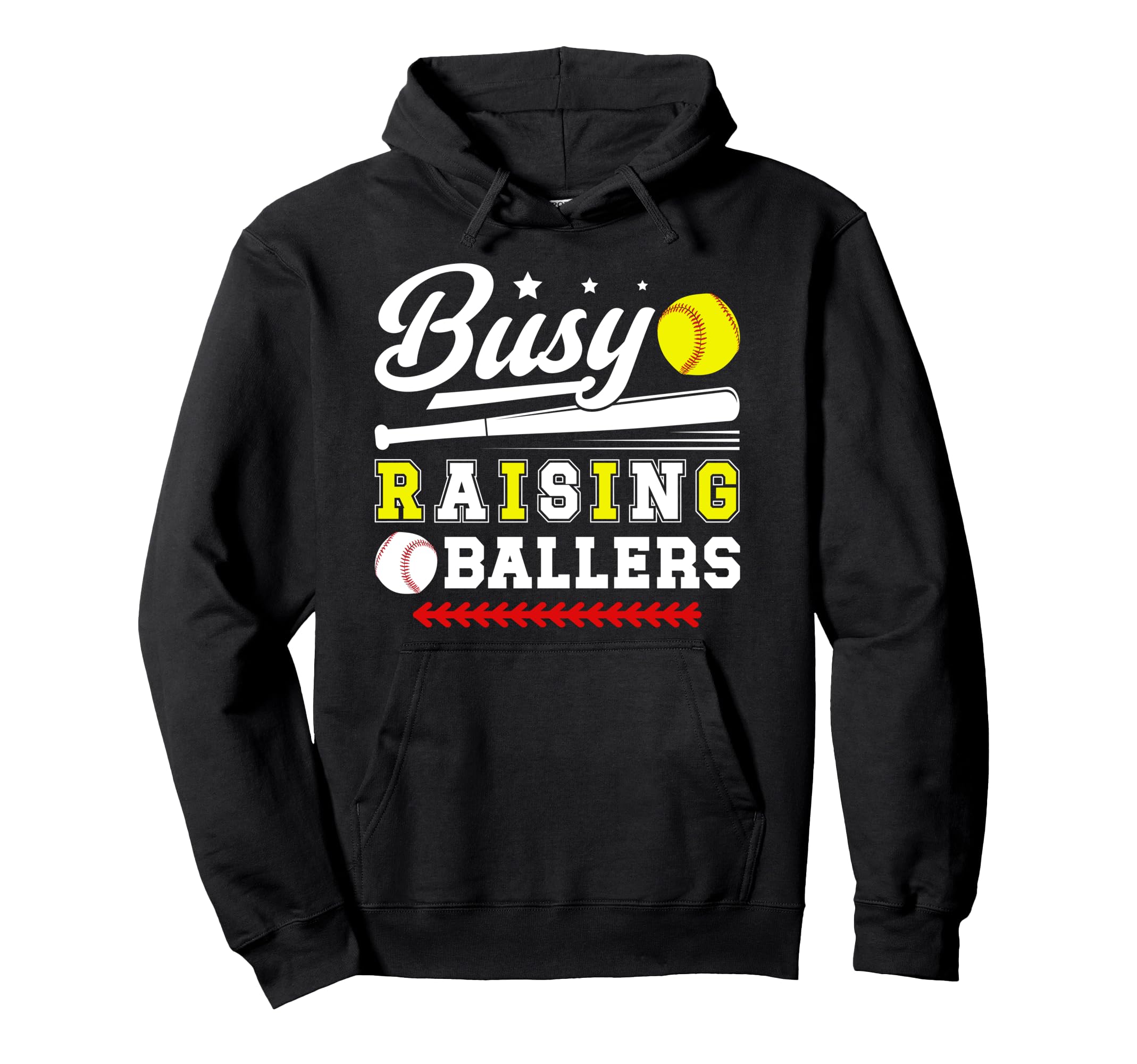 Busy Raising Ballers Softball Baseball Hoodie - Minimalist Print Unisex - T-Shirt, Sweatshirt, Hoodie