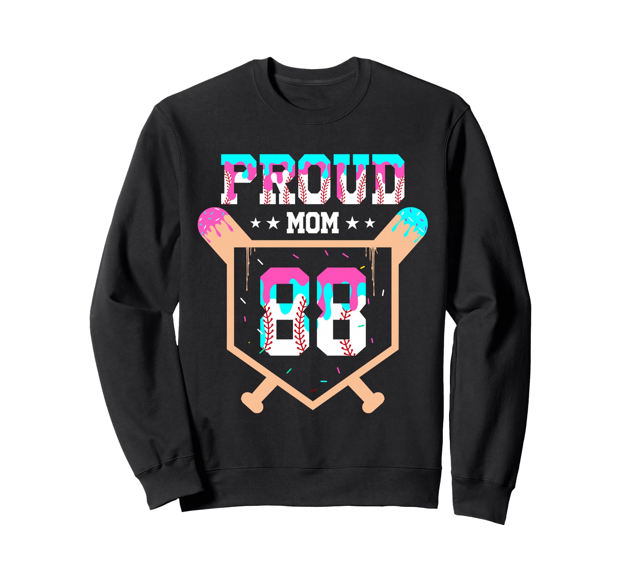 Proud Mom Baseball Player Number 88 Ice Sweatshirt - Trendy Graphic Unisex - T-Shirt, Sweatshirt, Hoodie