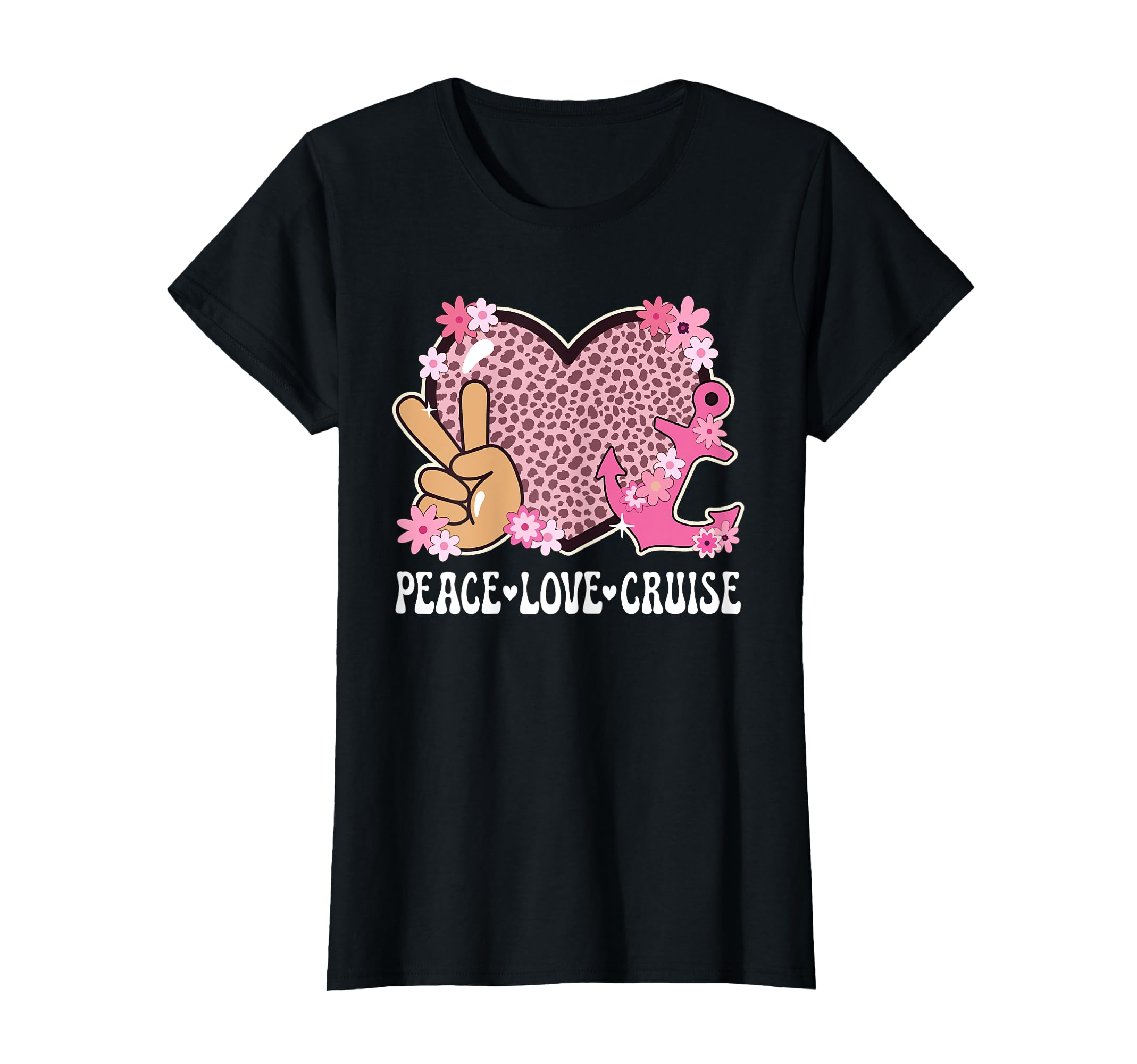 Peace Love Cruise Ship Lover Cheetah T-Shirt - Minimalist Print Unisex - T-Shirt, Sweatshirt, Hoodie