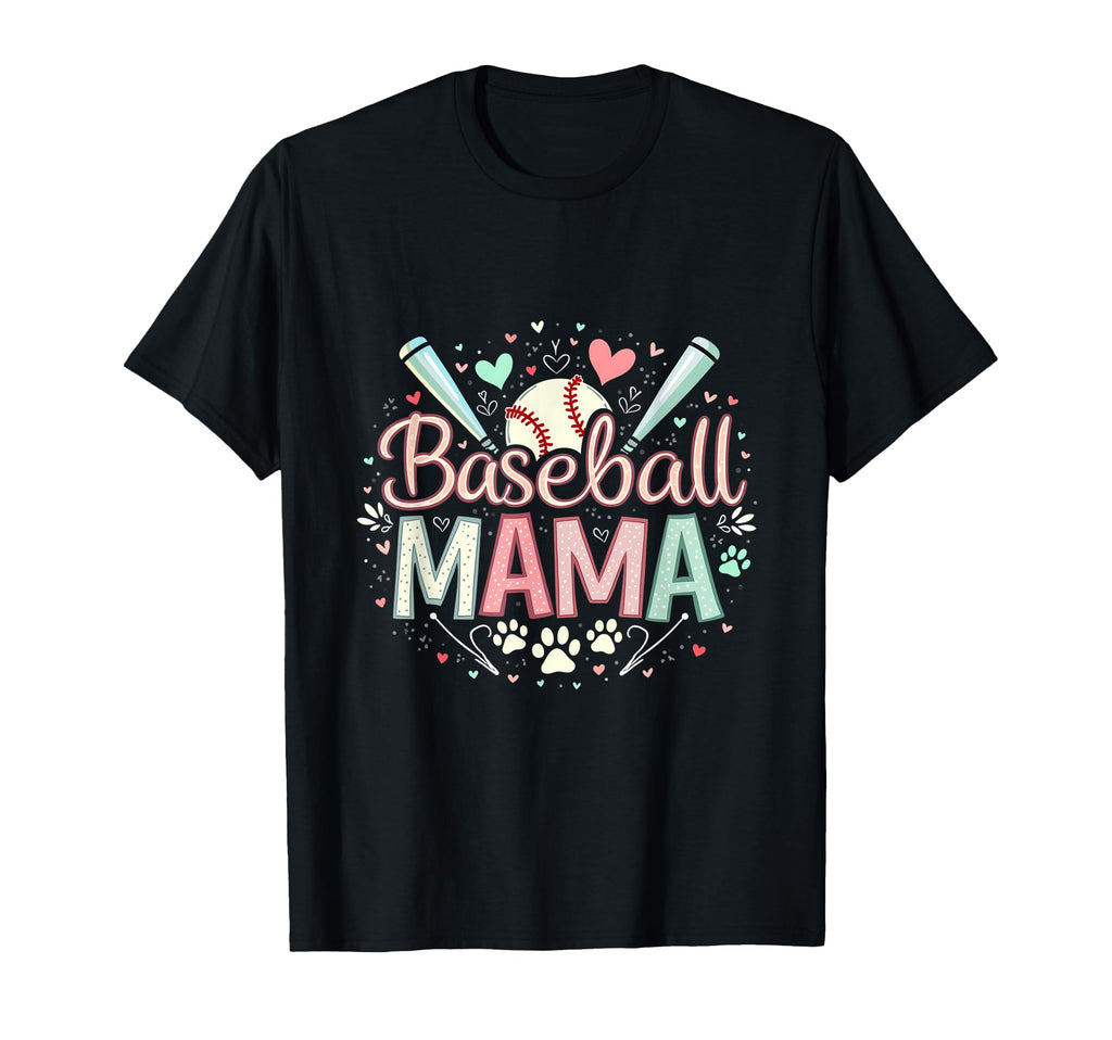 Baseball Mama Sports Heart Paw T-Shirt - Custom Art Print Unisex - T-Shirt, Sweatshirt, Hoodie