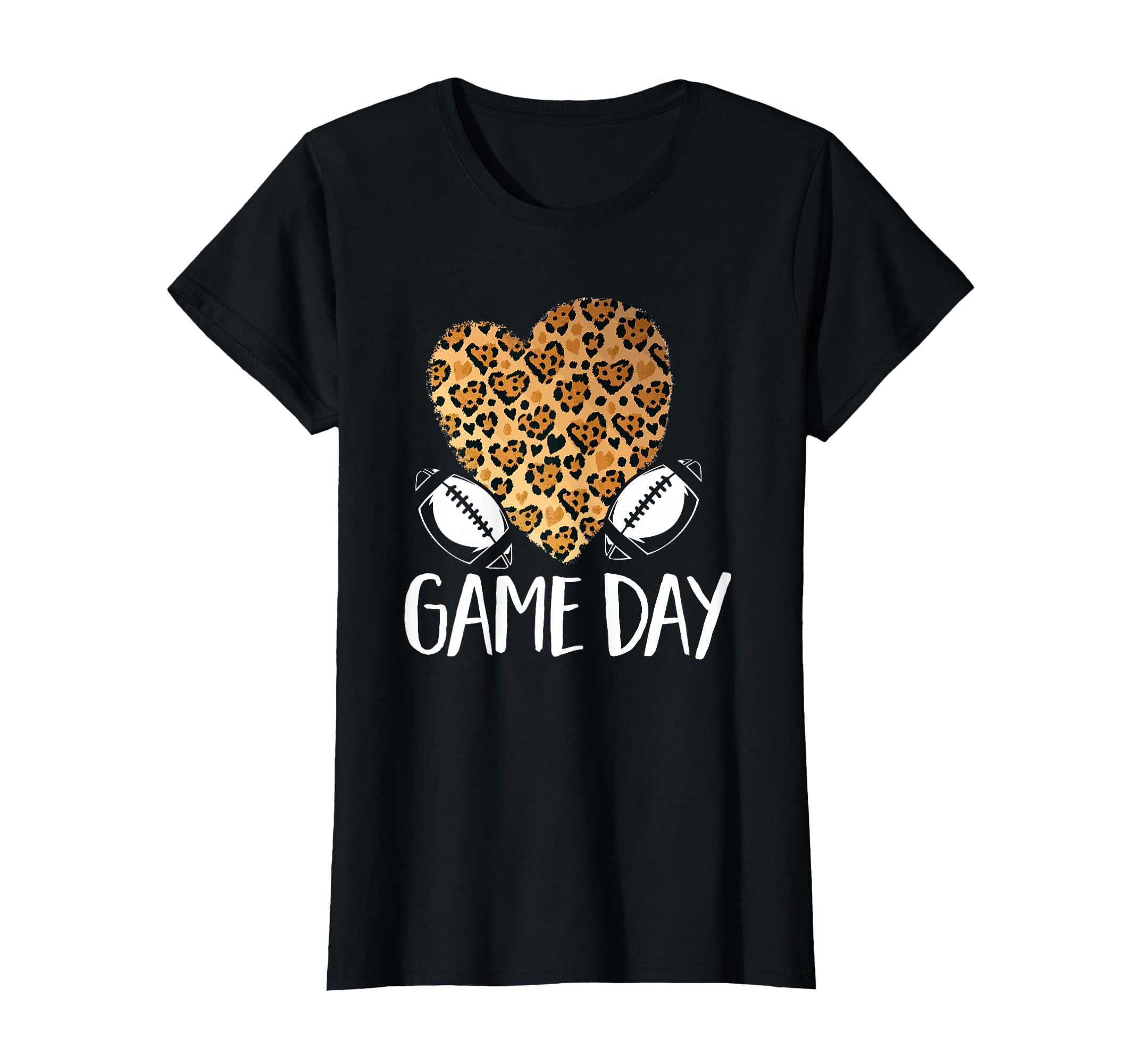Leopard Heart Football Mom Game Day T-Shirt - Minimalist Print for Adults - T-Shirt, Sweatshirt, Hoodie