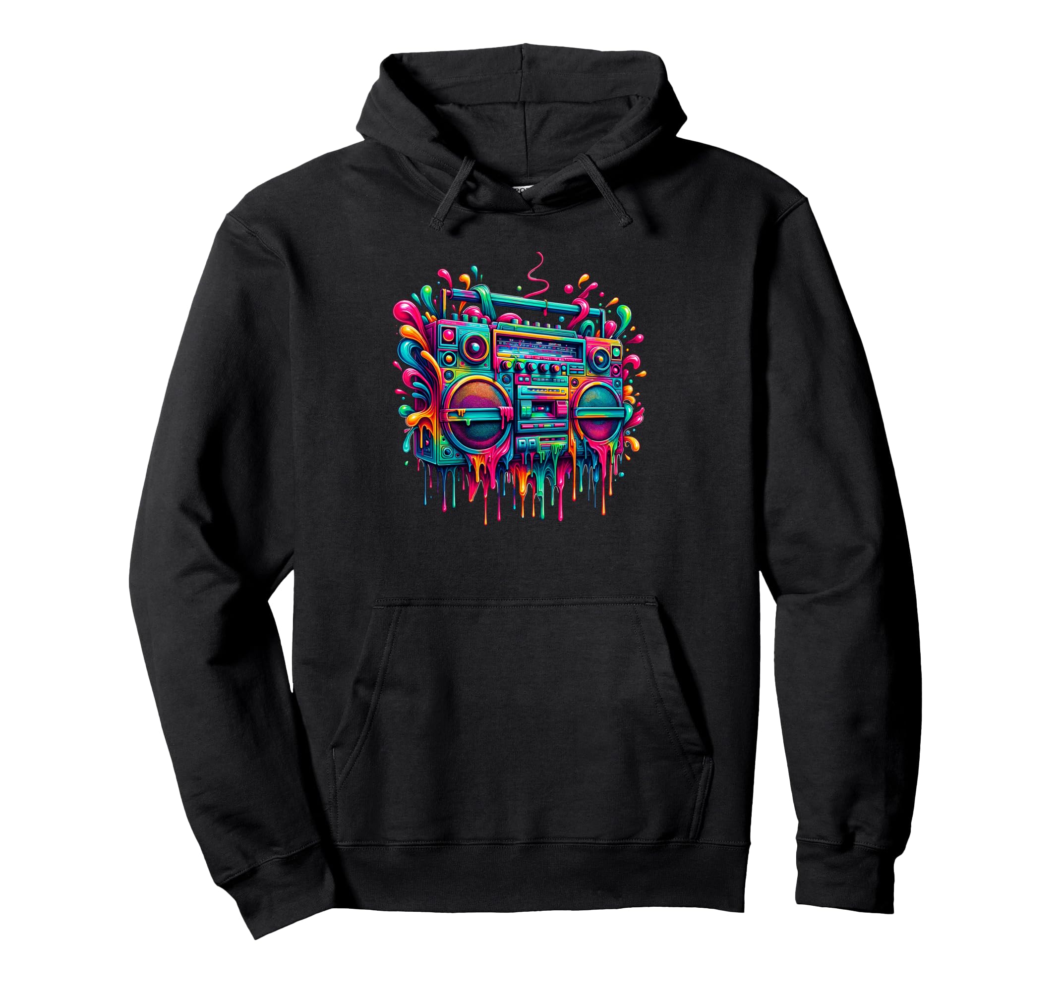 Dripping Paint Boombox Old School 80S Hoodie - Aesthetic Graphic Men Women - T-Shirt, Sweatshirt, Hoodie