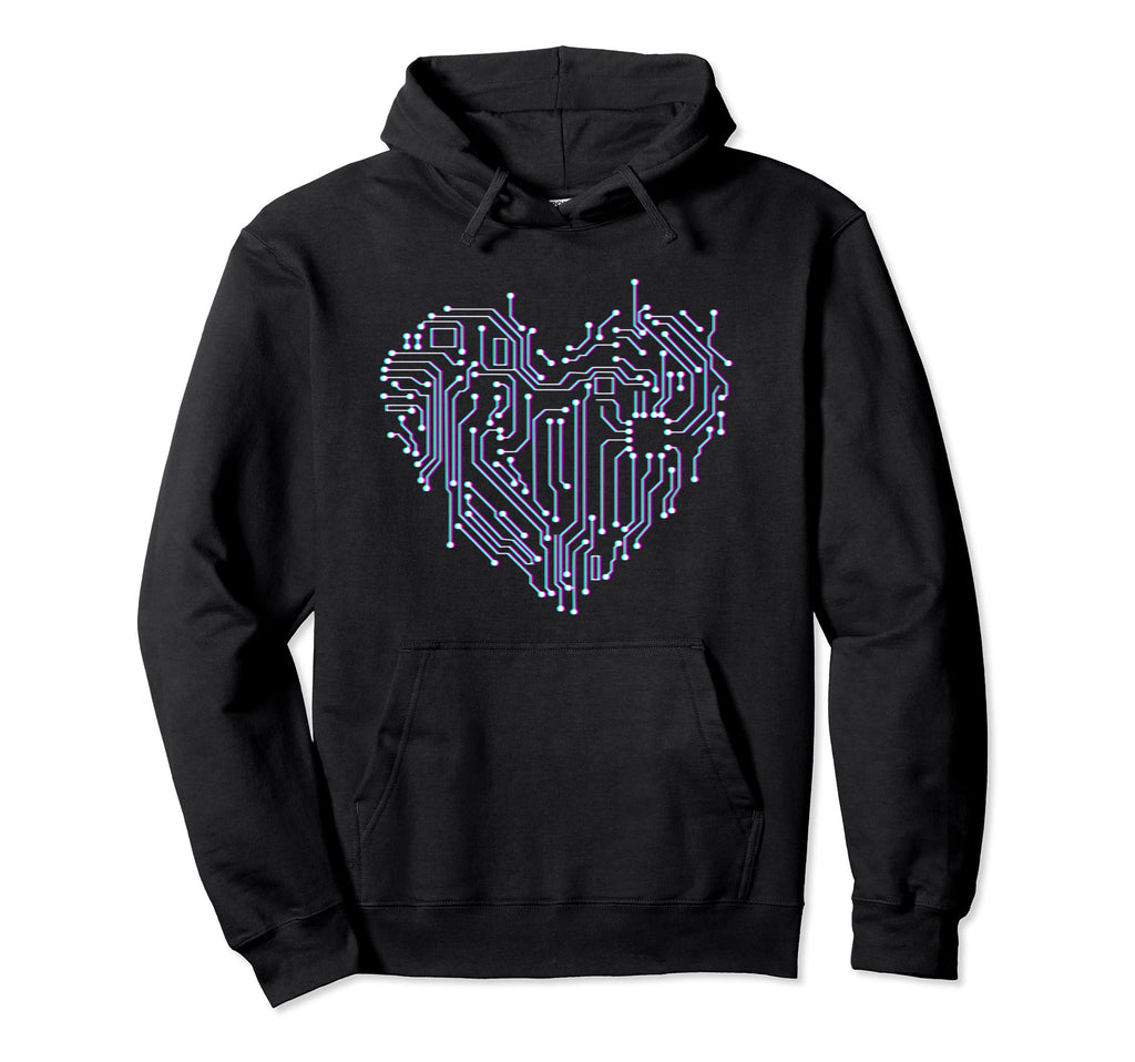 Aesthetic Vaporwave Glitch Heart Hoodie - Custom Art Print Unisex - T-Shirt, Sweatshirt, Hoodie