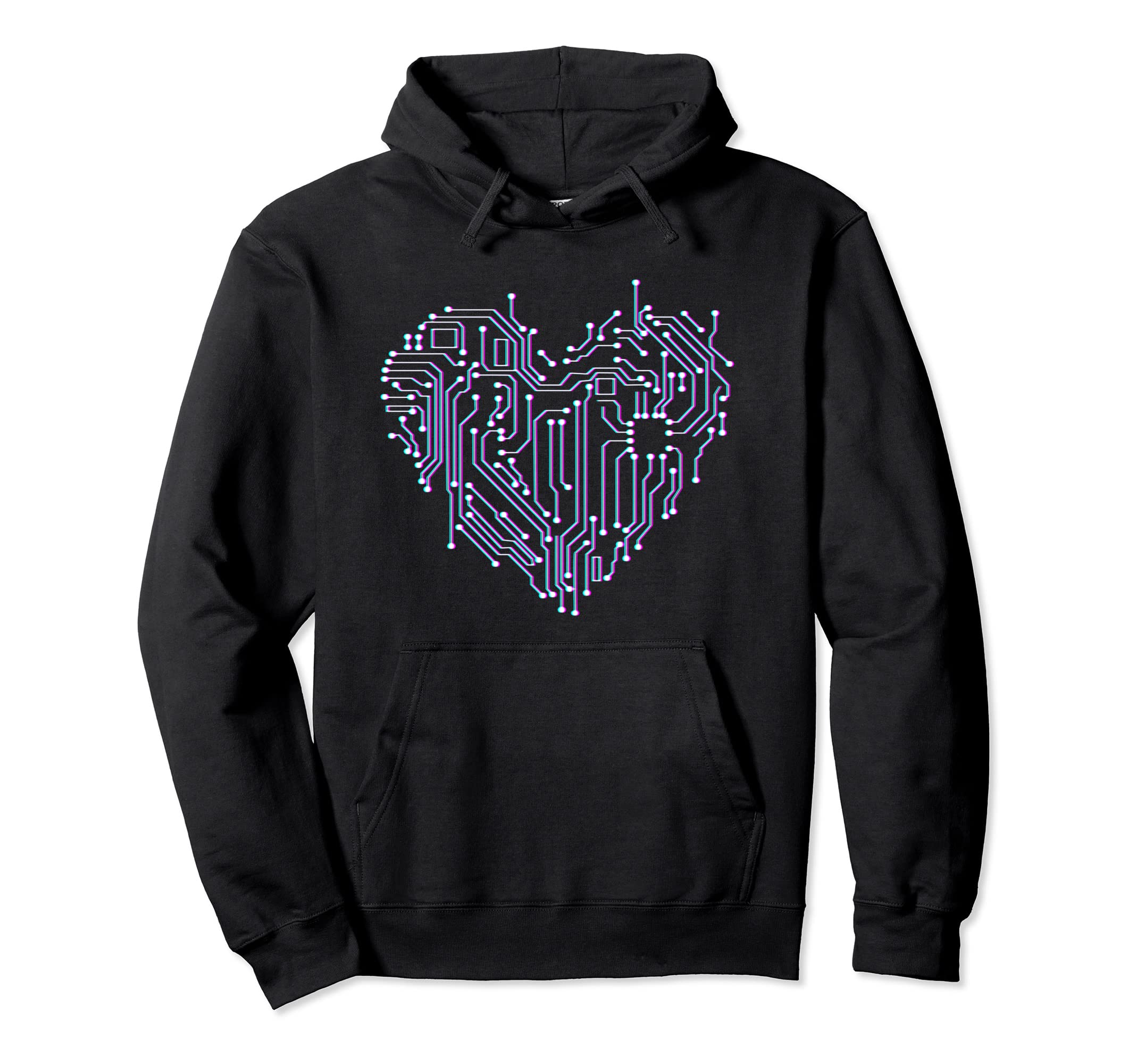 Aesthetic Vaporwave Glitch Heart Hoodie - Custom Art Print Unisex - T-Shirt, Sweatshirt, Hoodie